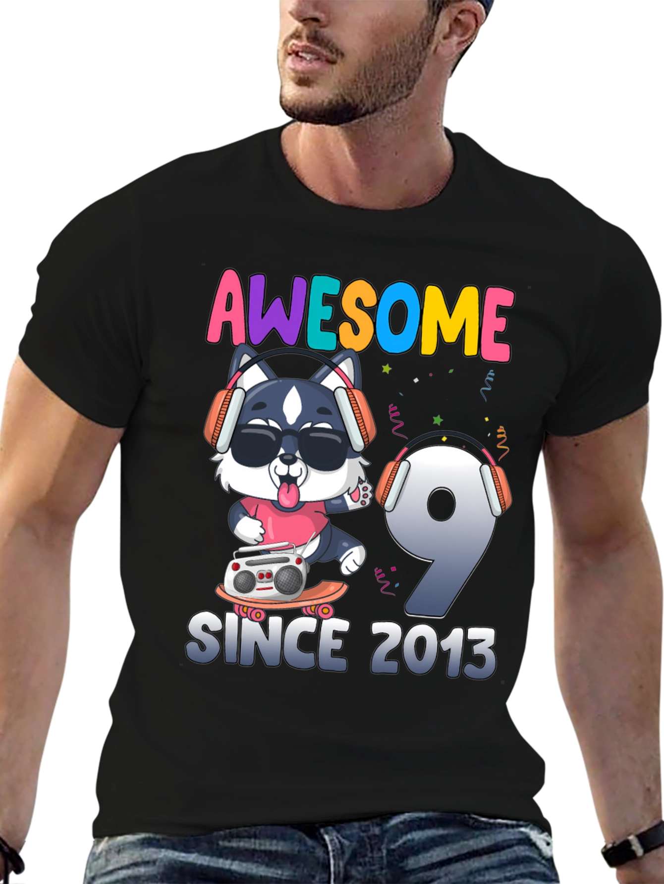 Black Awesome Since 2013 T-Shirt view 6