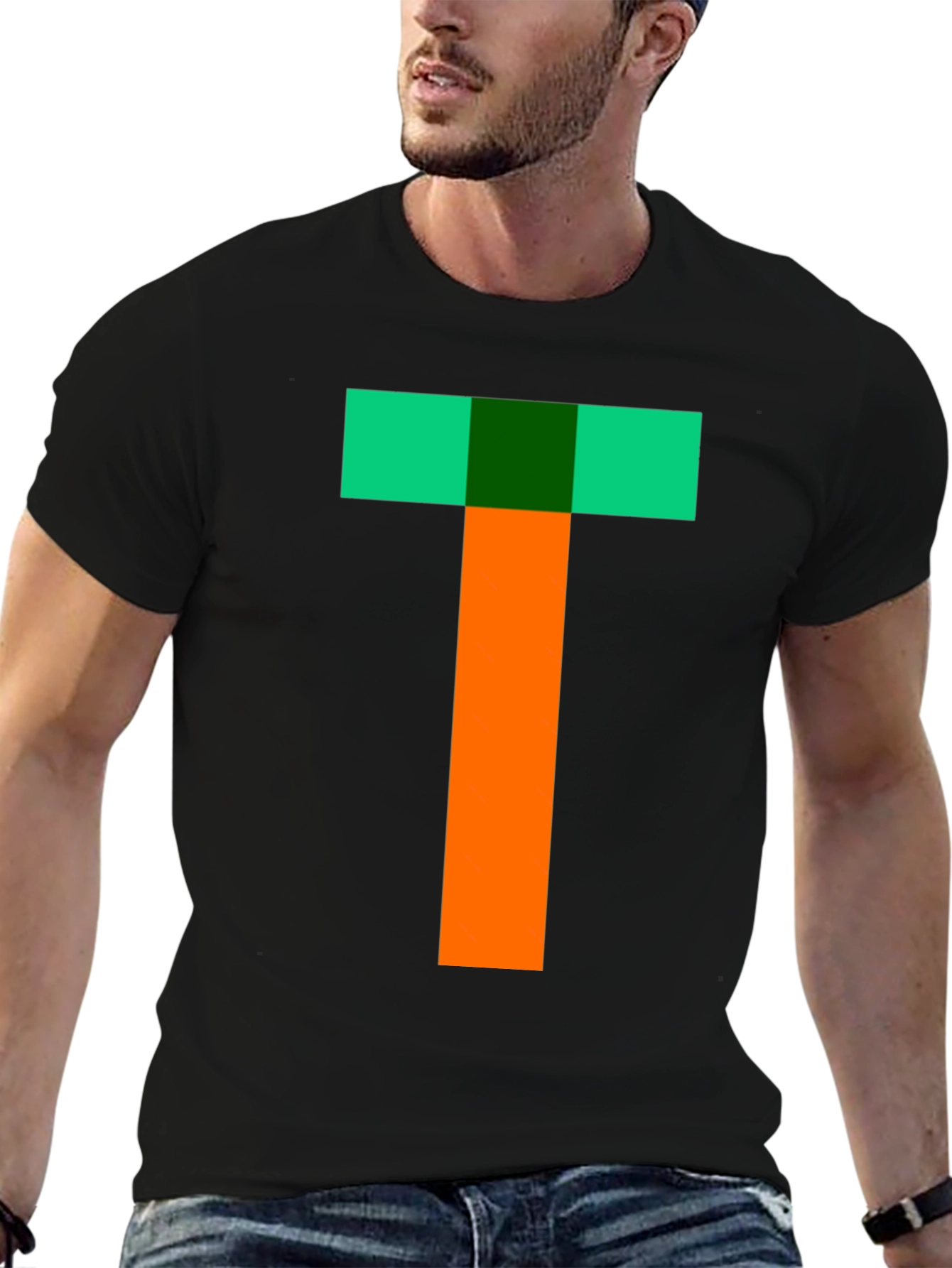 Black Pixelated T Shirt - Cool Retro Gaming Style Tee view 6