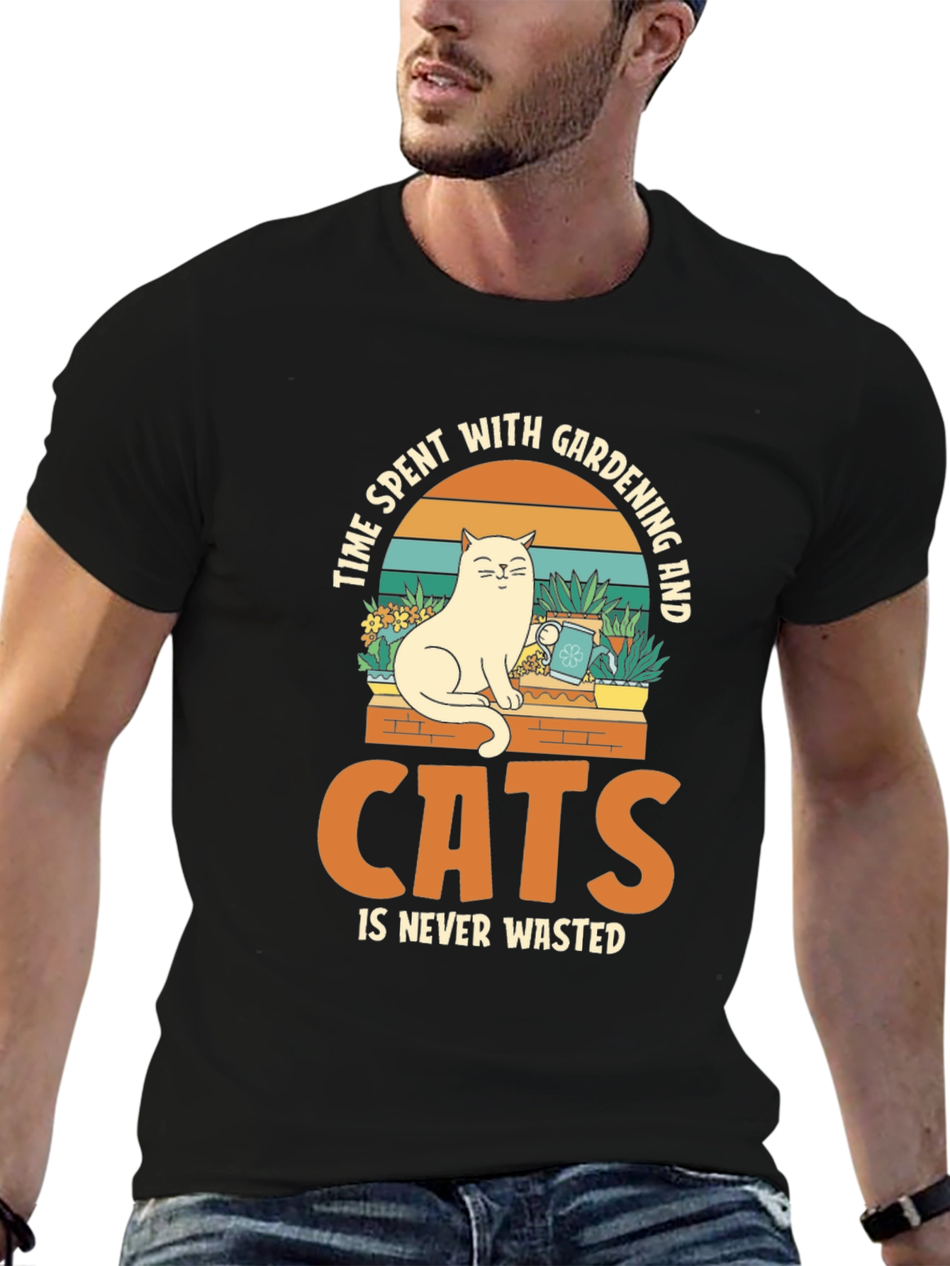 Black Cat & Gardening T-Shirt: Time Well Spent view 6