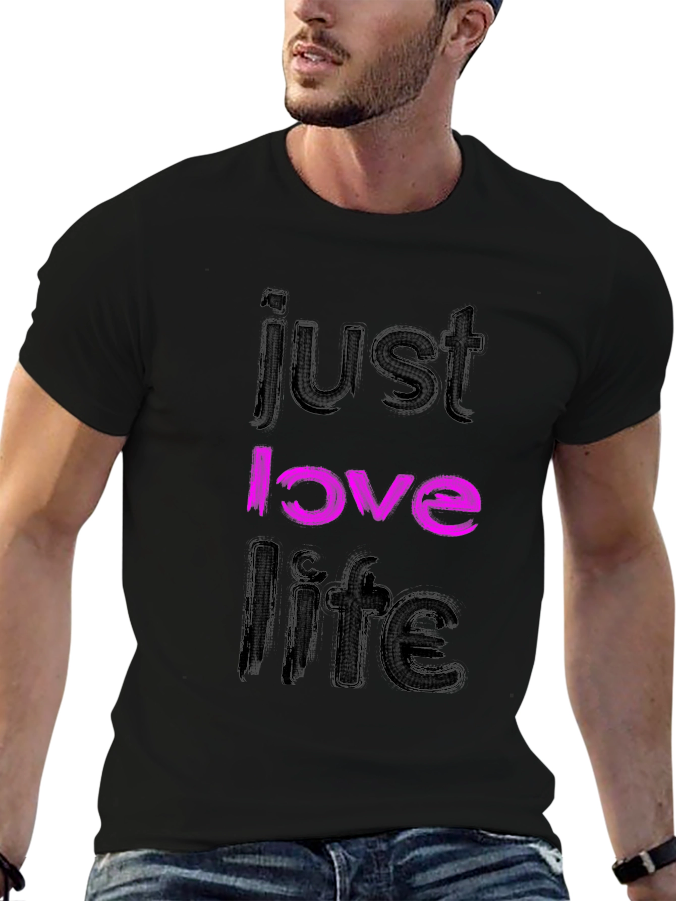 Black Just Love Life Black Graphic Tee view 6