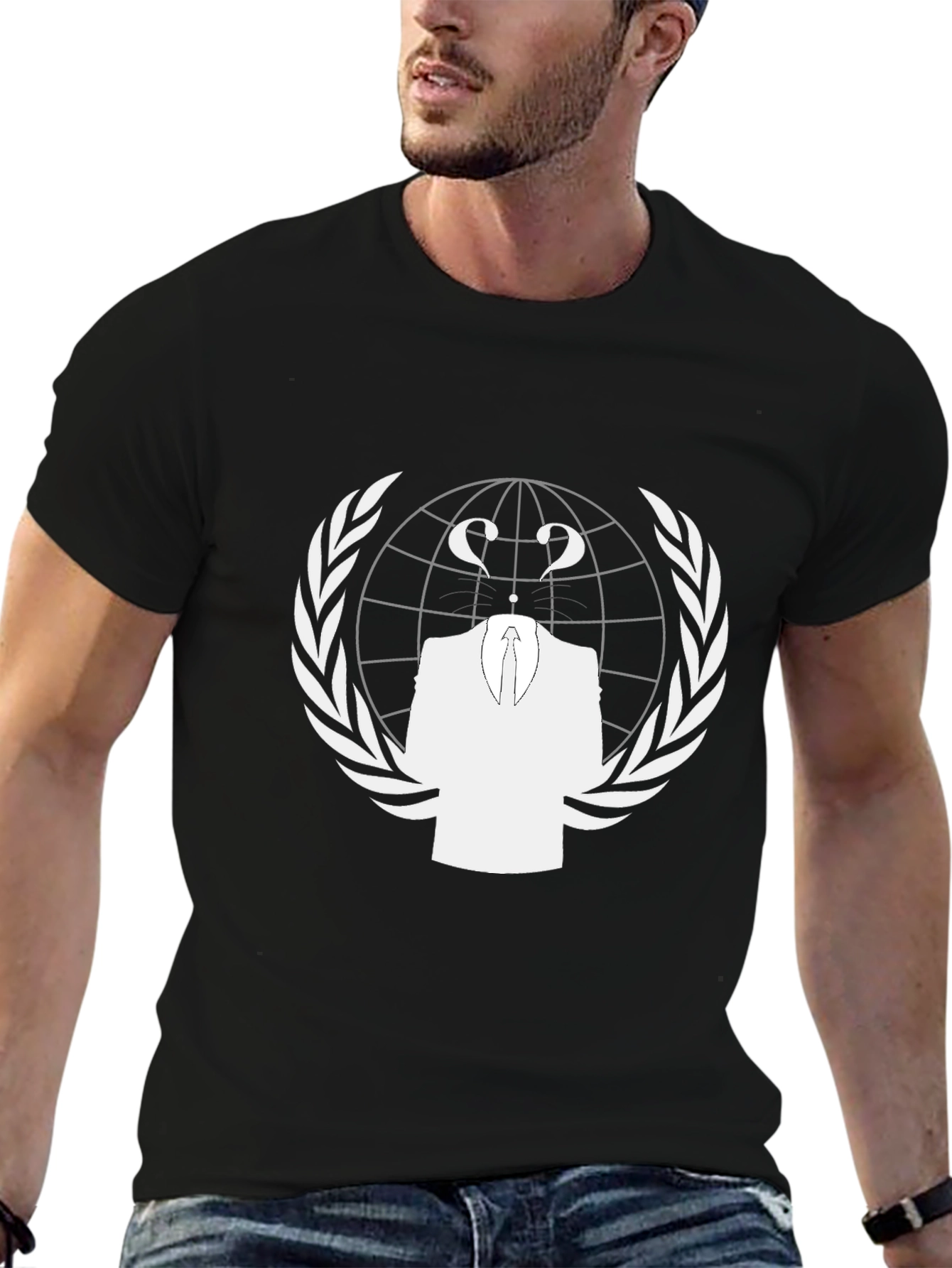 Anonymous Question Mark Suit Graphic Tee - Black - 6