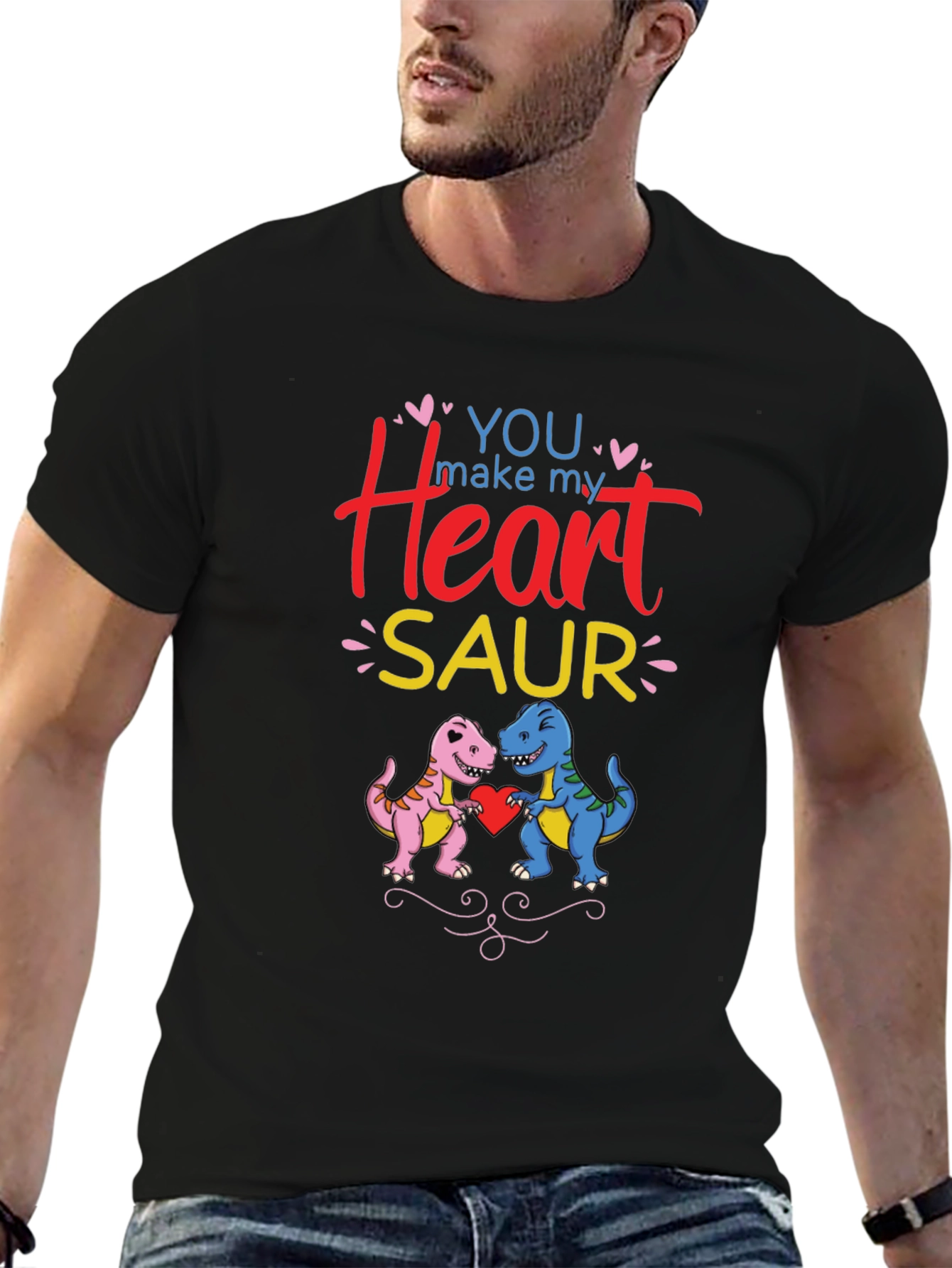 Black You Make My Heart Saur T-Shirt view 6