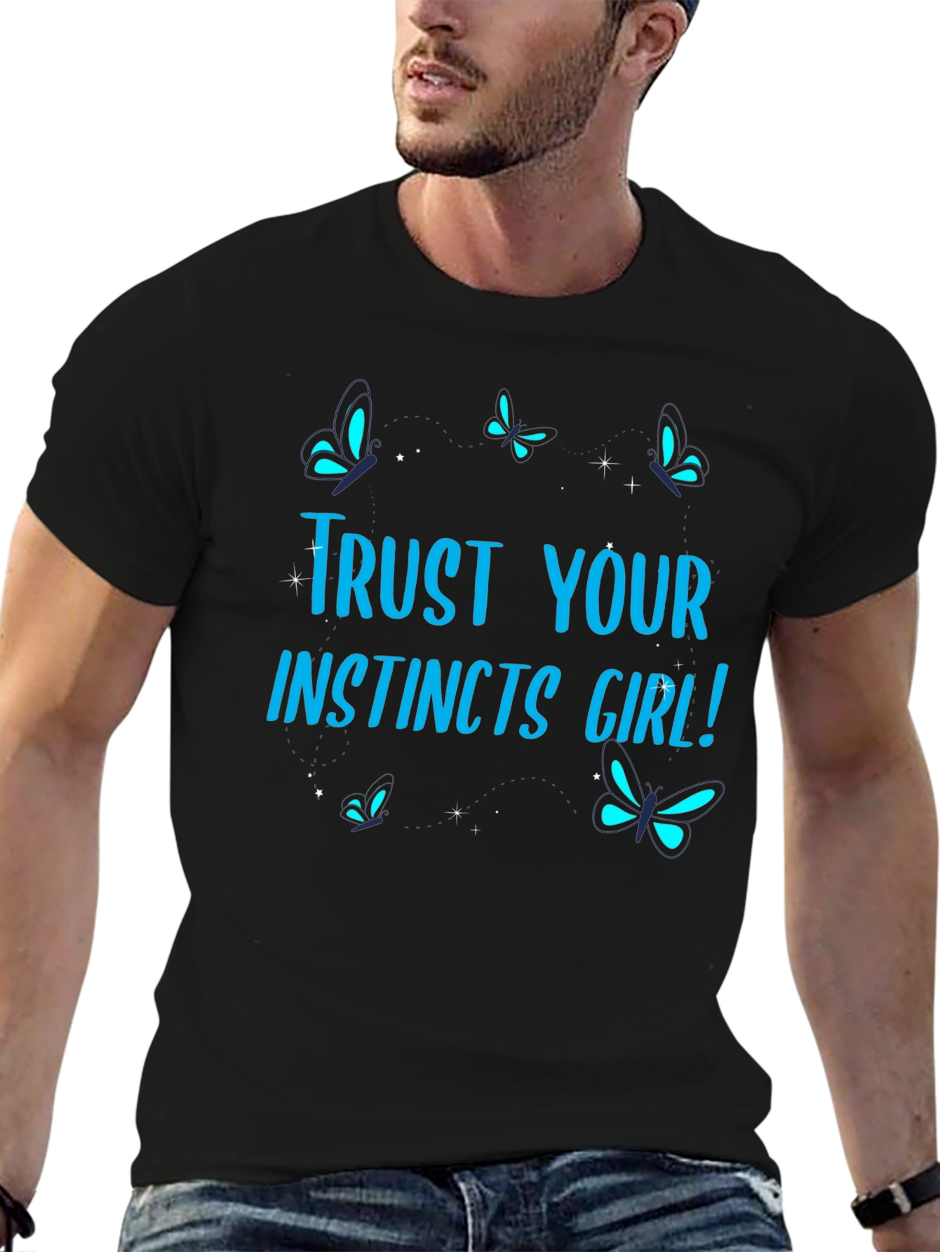 Black Trust Your Instincts Girl! Graphic Tee view 6