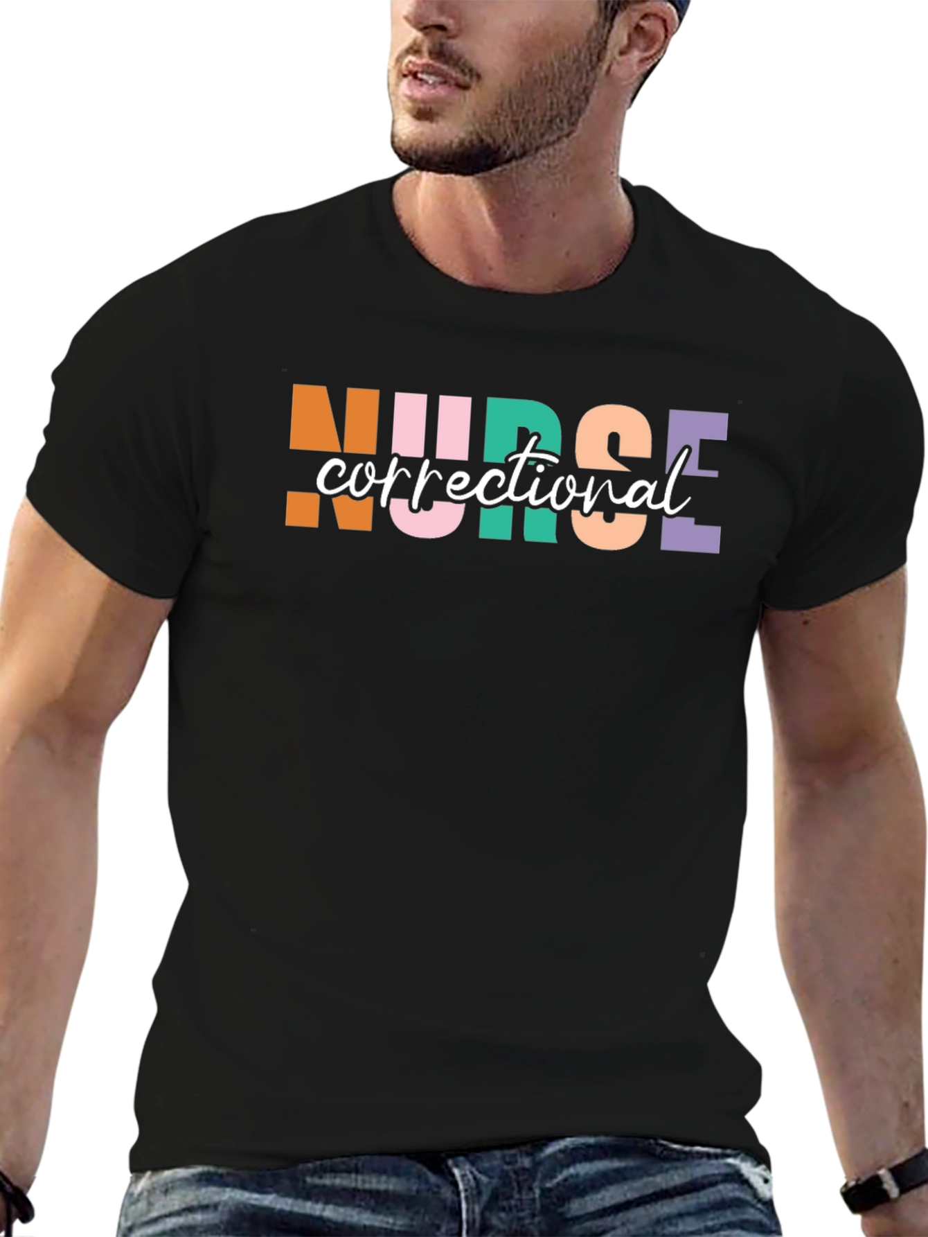 Black Correctional Nurse Black Tee view 6