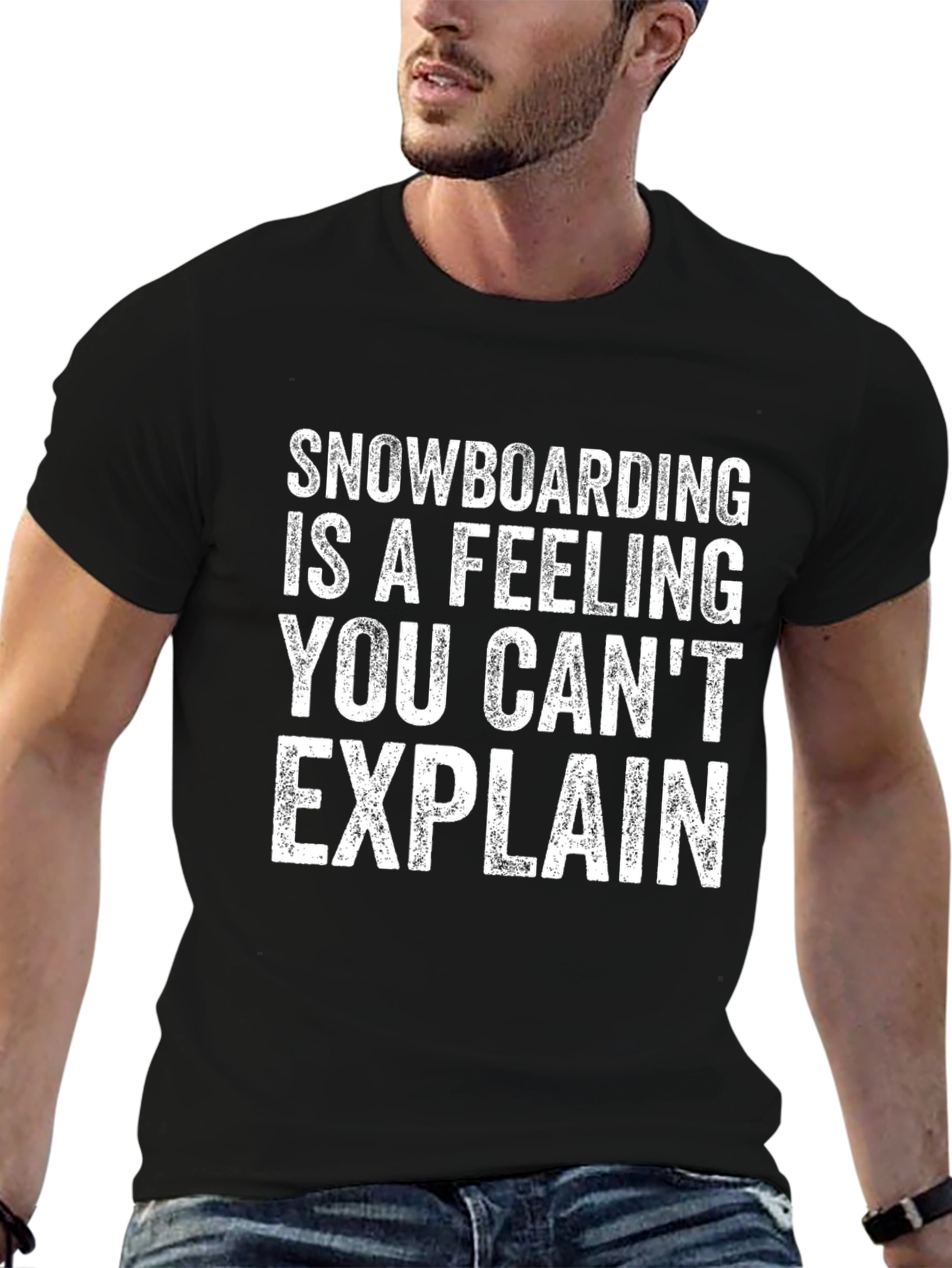 Black Snowboarding Feeling Graphic T-Shirt - Ride in Style view 6
