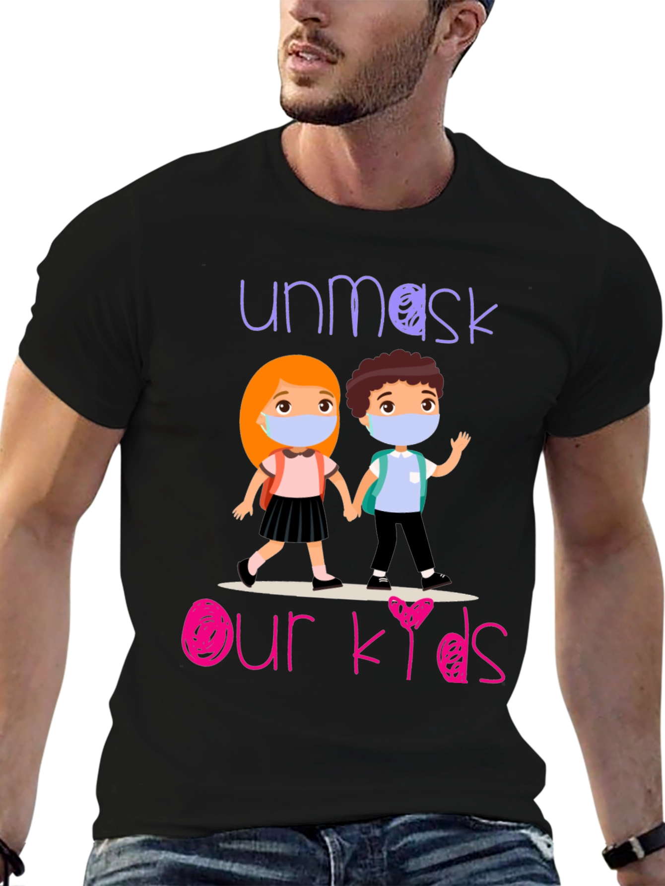 Black Unmask Our Kids Graphic T-Shirt view 6