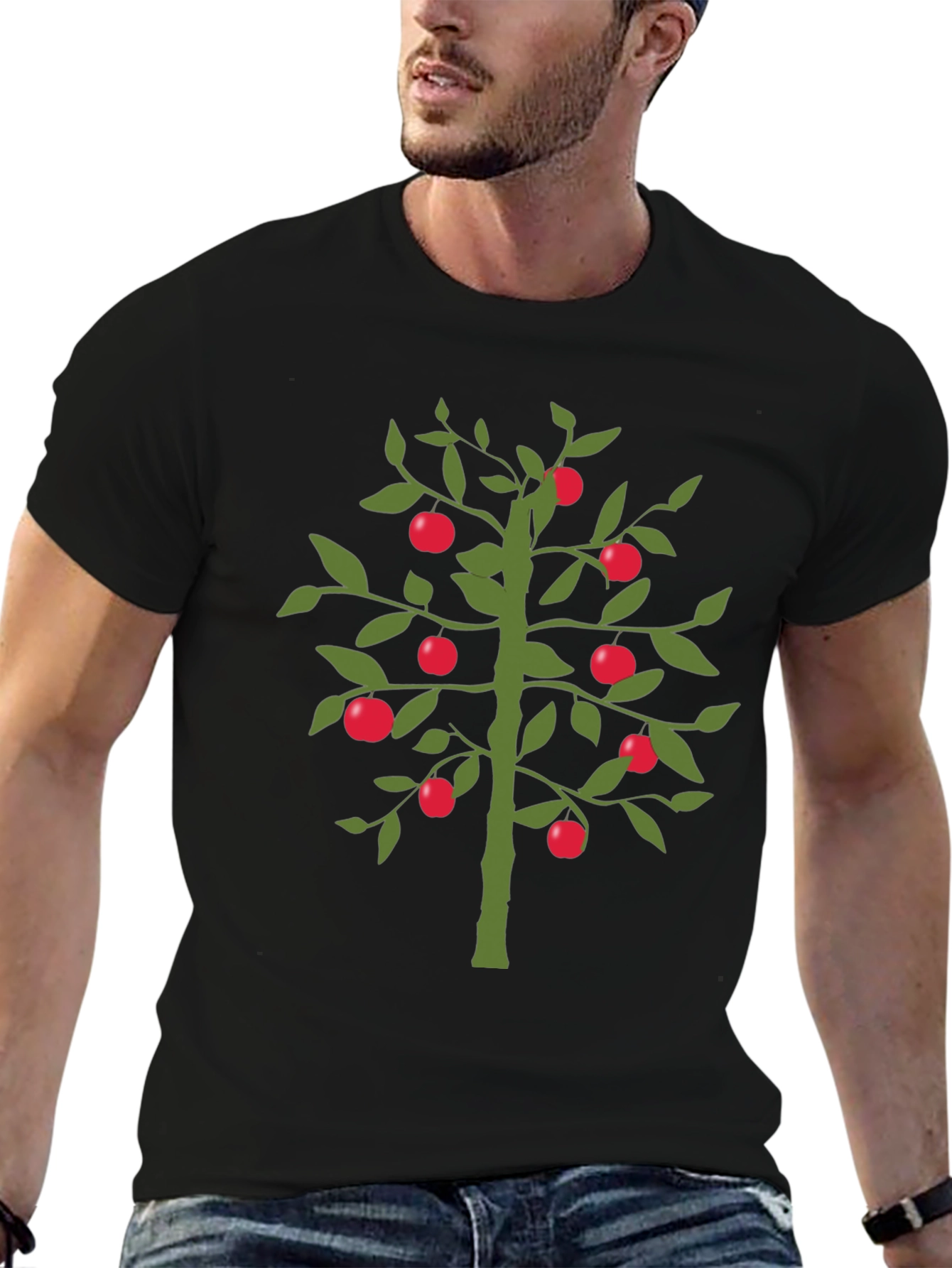 Black Apple Tree Graphic Tee - Black view 6