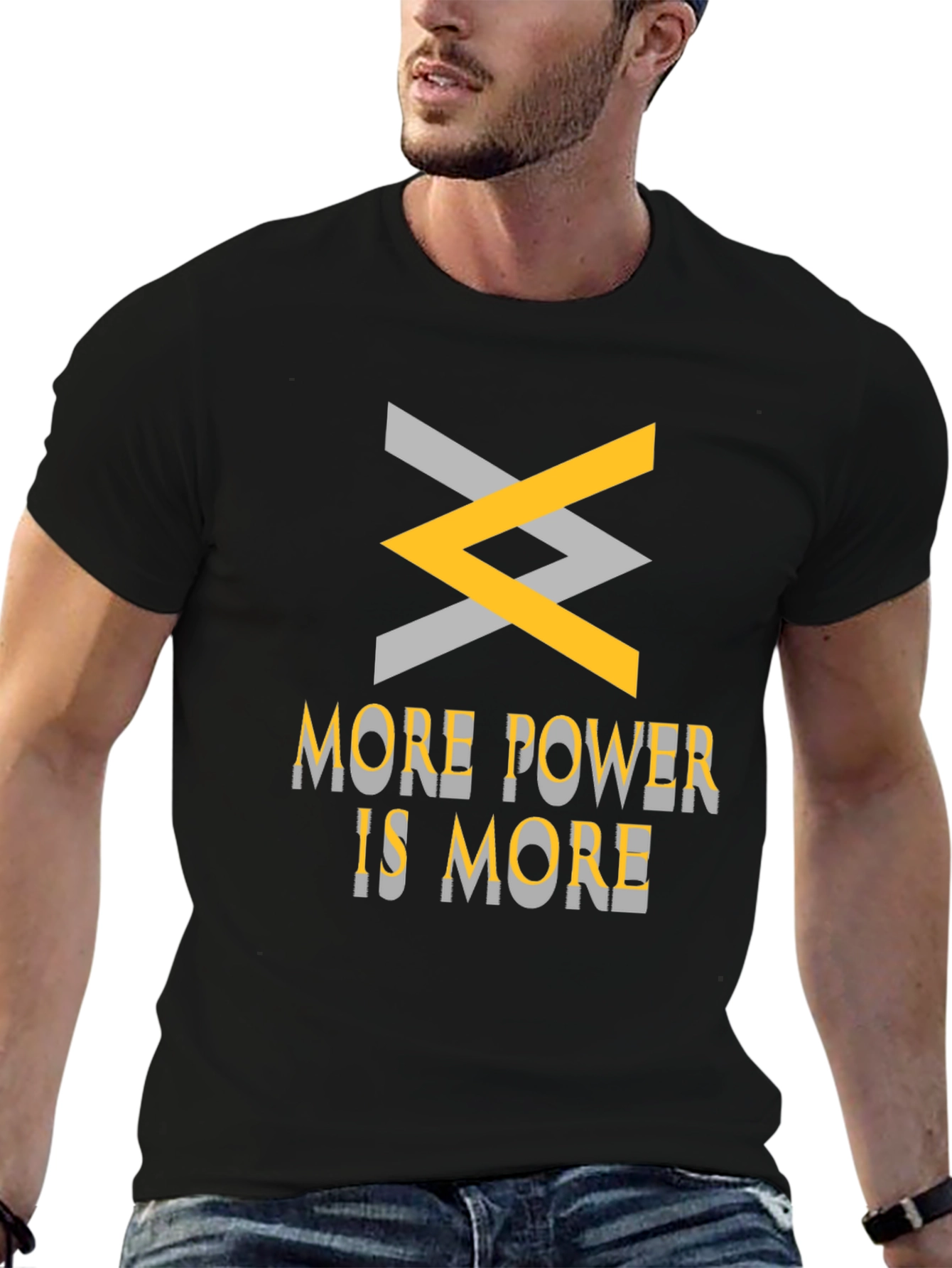 Black More Power is More Graphic Tee view 6