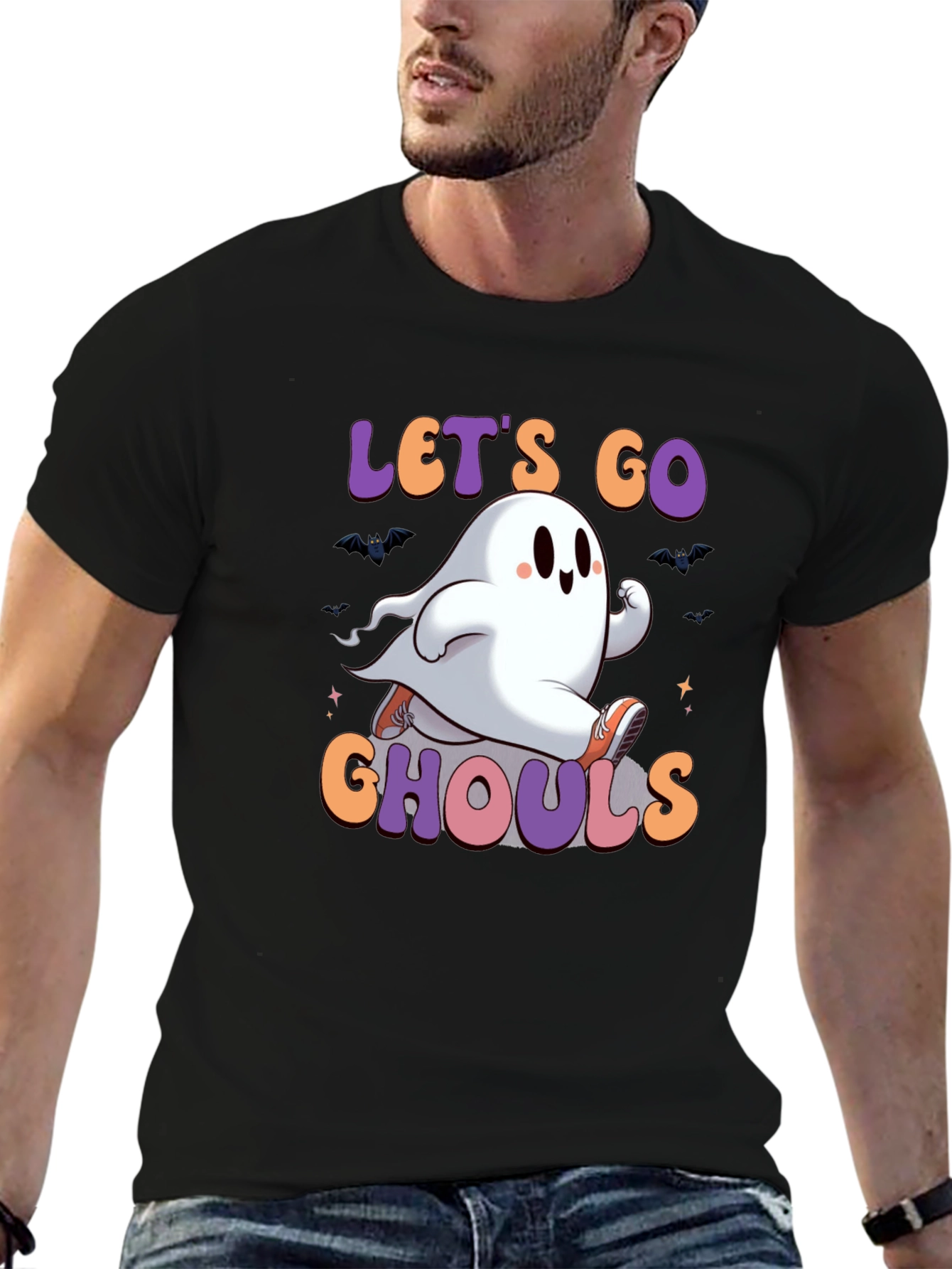 Black Let's Go Ghouls Graphic Tee view 6