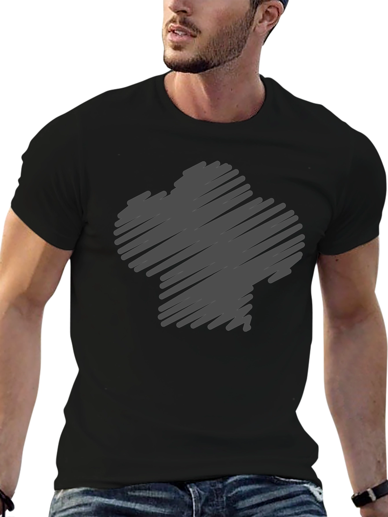 Black Black Graphic Print Tee view 6