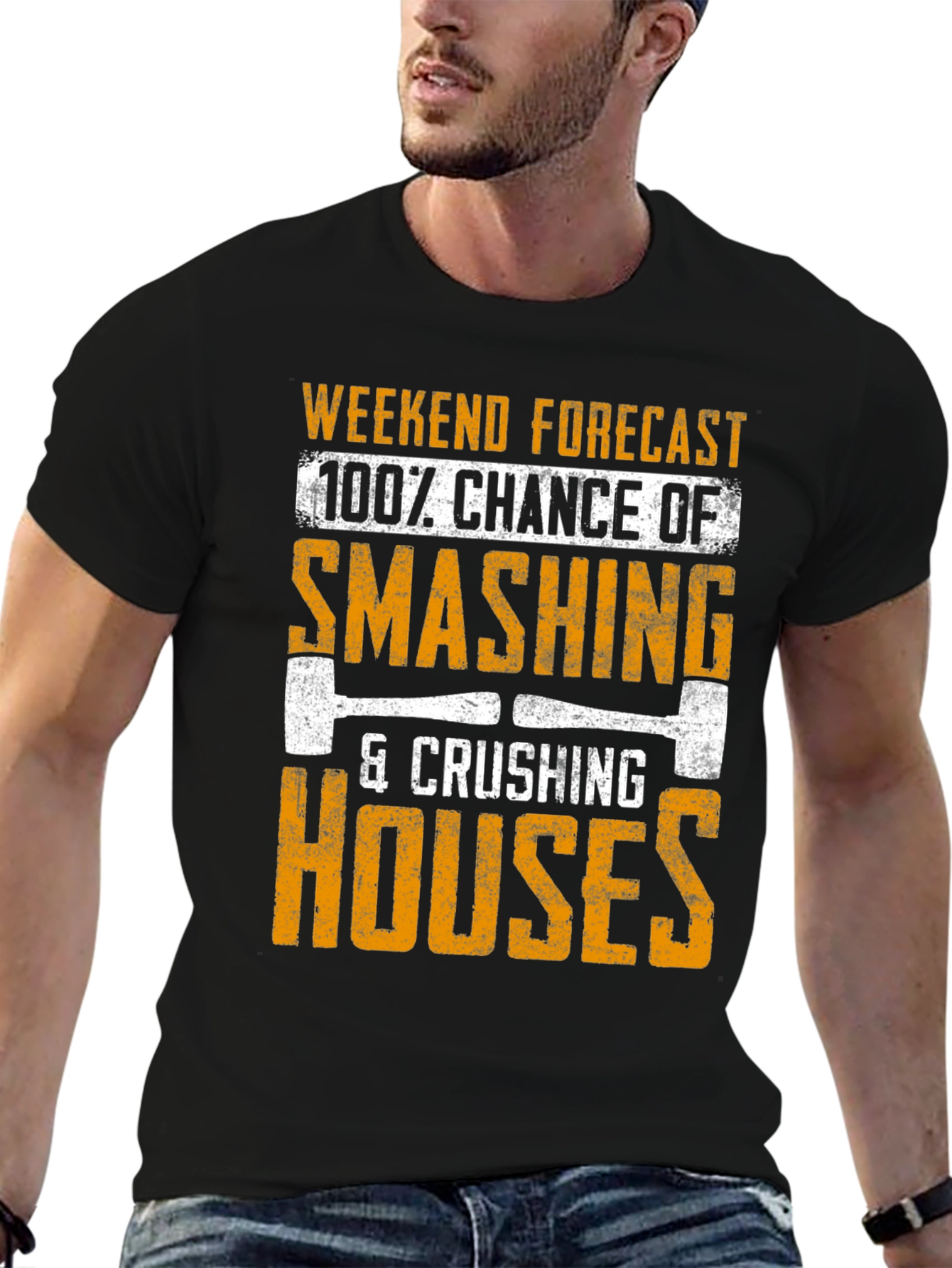 Black Weekend Smashing Houses T-Shirt view 6