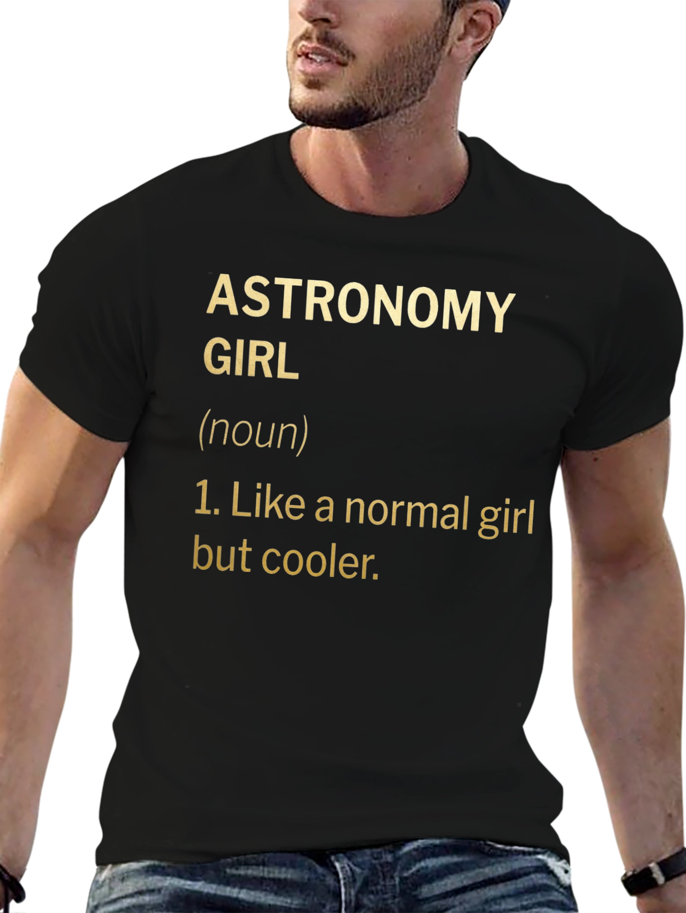 Black Astronomy Girl Black Cotton T-Shirt view 6