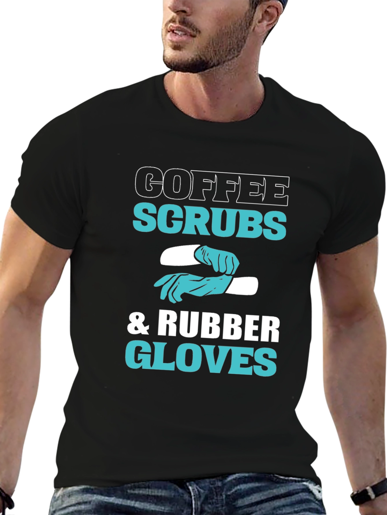 Black Coffee Scrubs & Rubber Gloves Graphic T-Shirt view 6