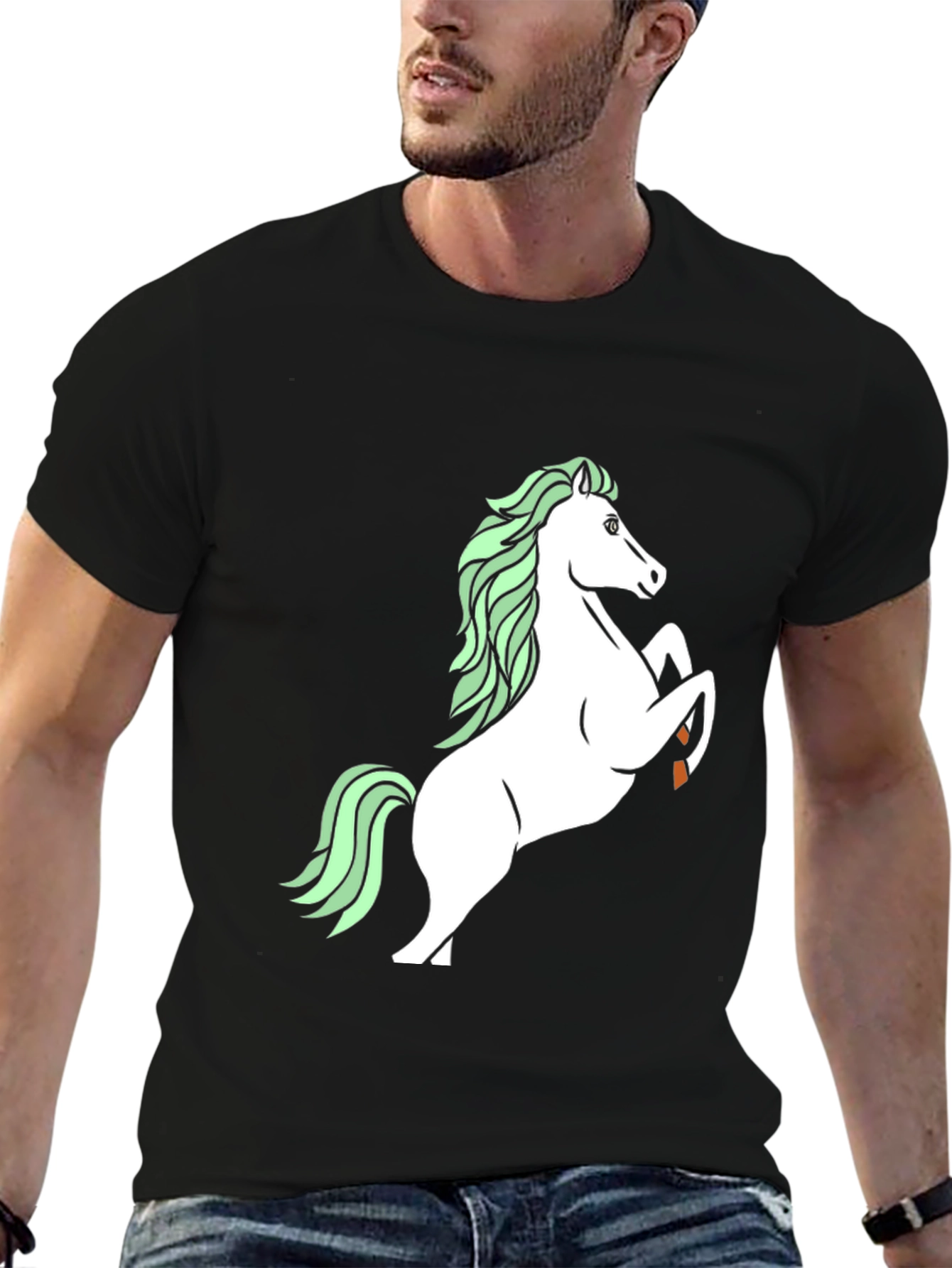 Black Unicorn Graphic Tee - Black Cotton T-Shirt view 6
