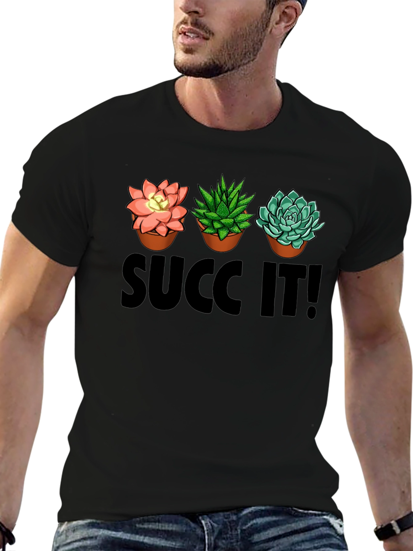 Black Succ It! T-Shirt Funny Plant Lover Tee view 6
