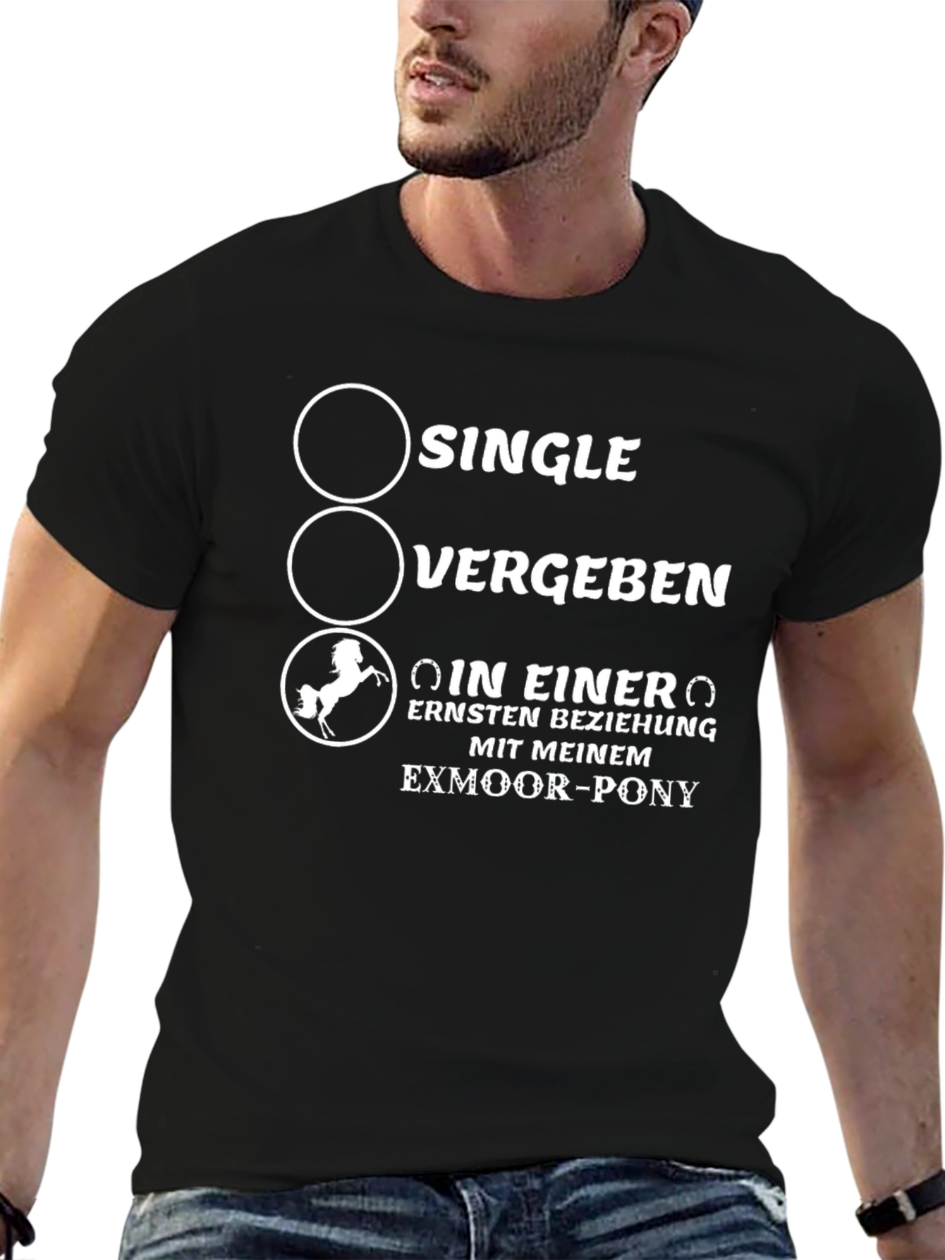 Black Exmoor Pony Relationship Status T-Shirt - Black view 6