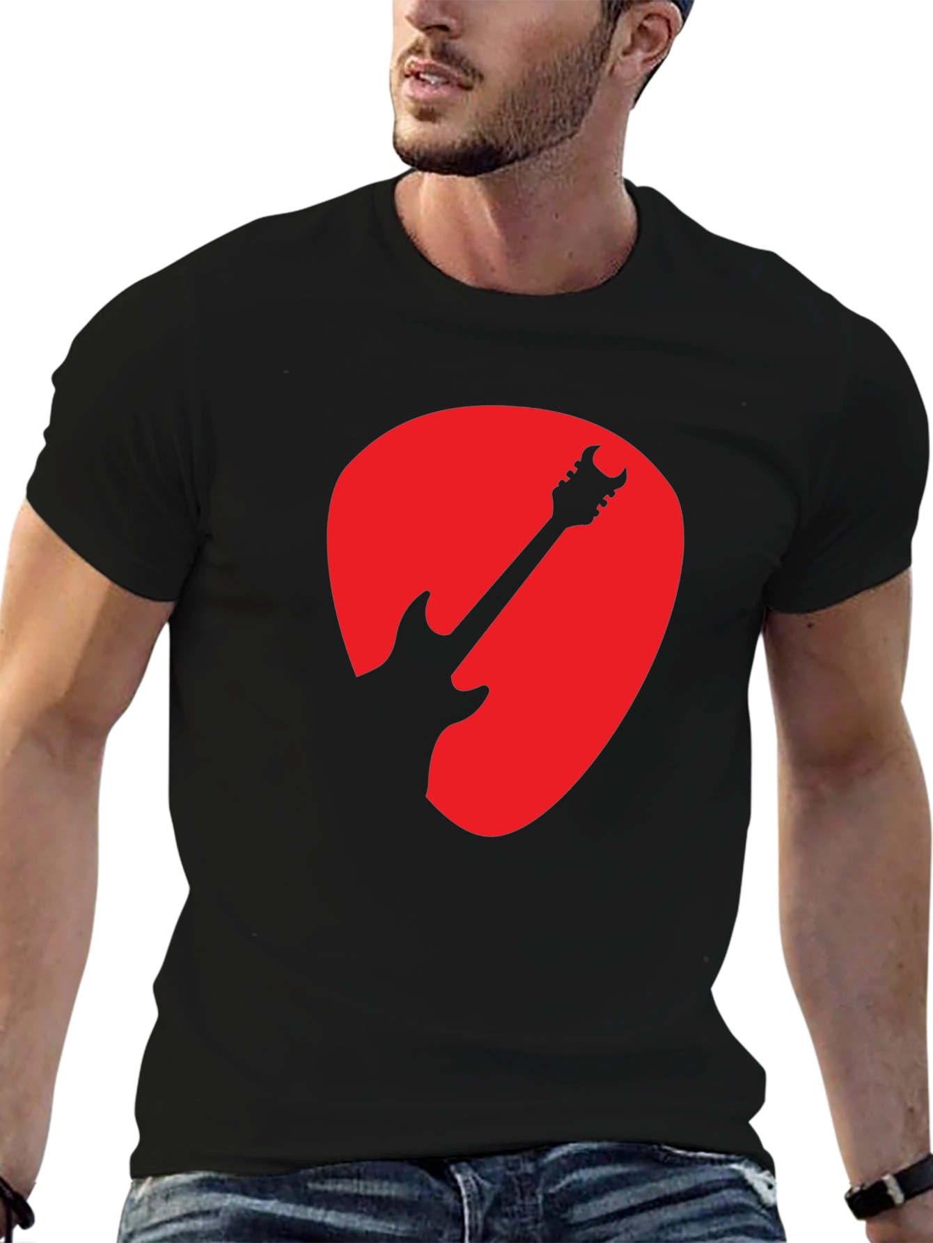 Black Guitar Pick Graphic T-Shirt - Music Lover Tee view 6