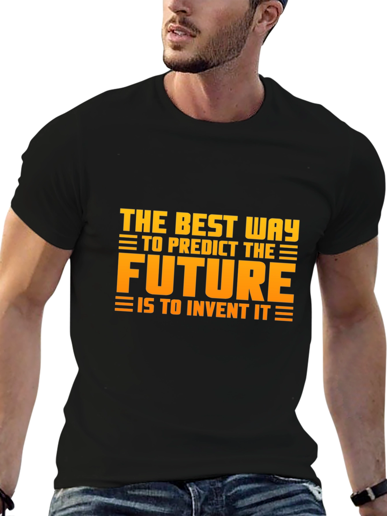 Black Invent The Future T-Shirt - Inspiring Quote Graphic Tee view 6