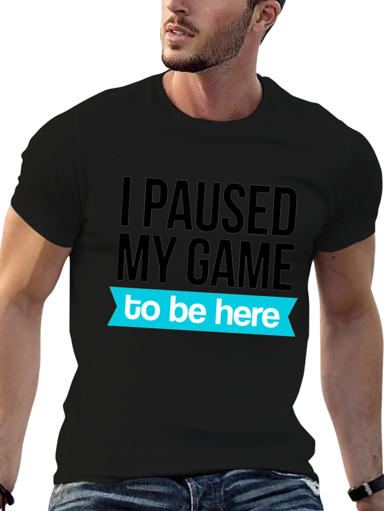 Black Gamer Humor T-Shirt - I Paused My Game view 6