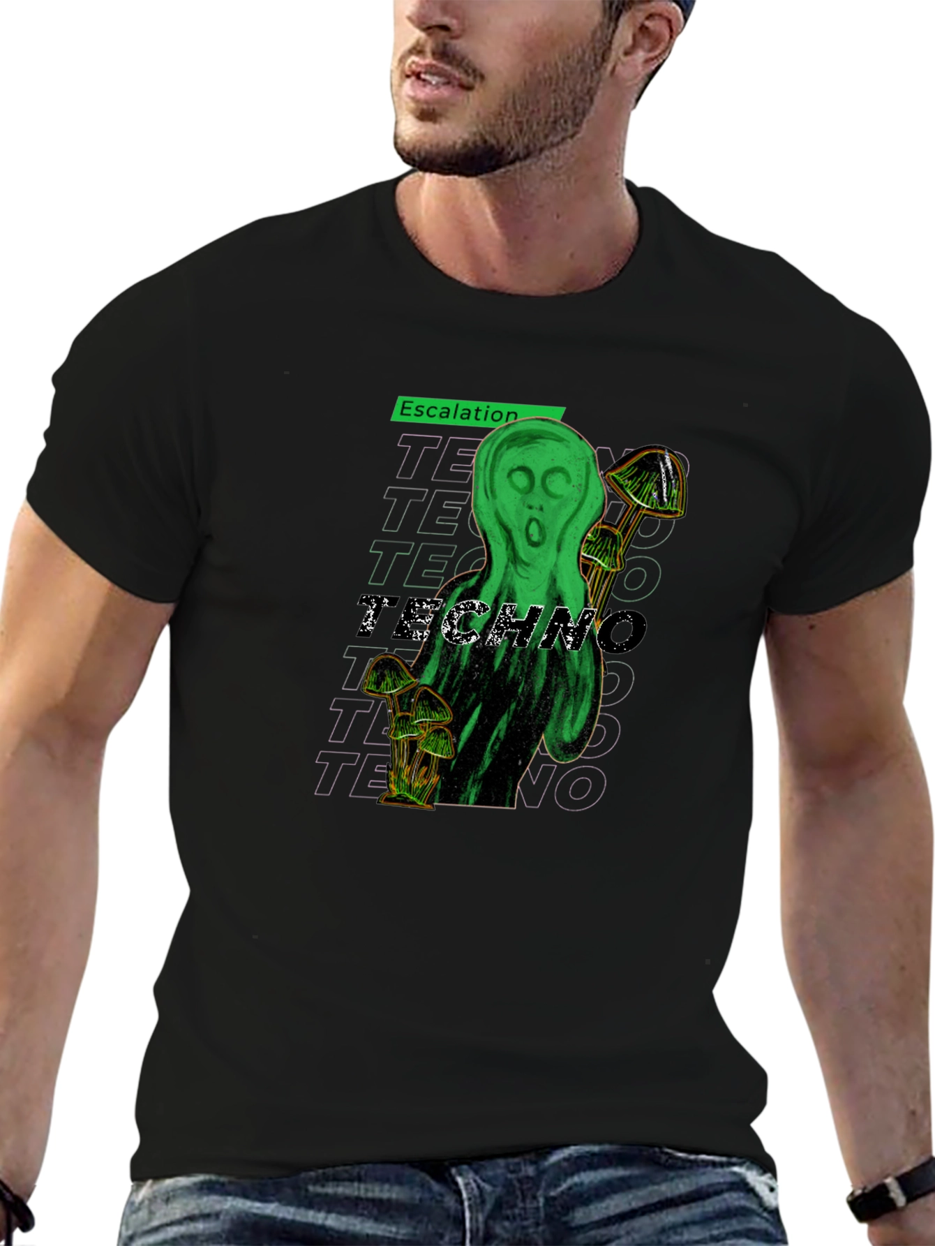 Black Escalation Techno Graphic T-Shirt view 6