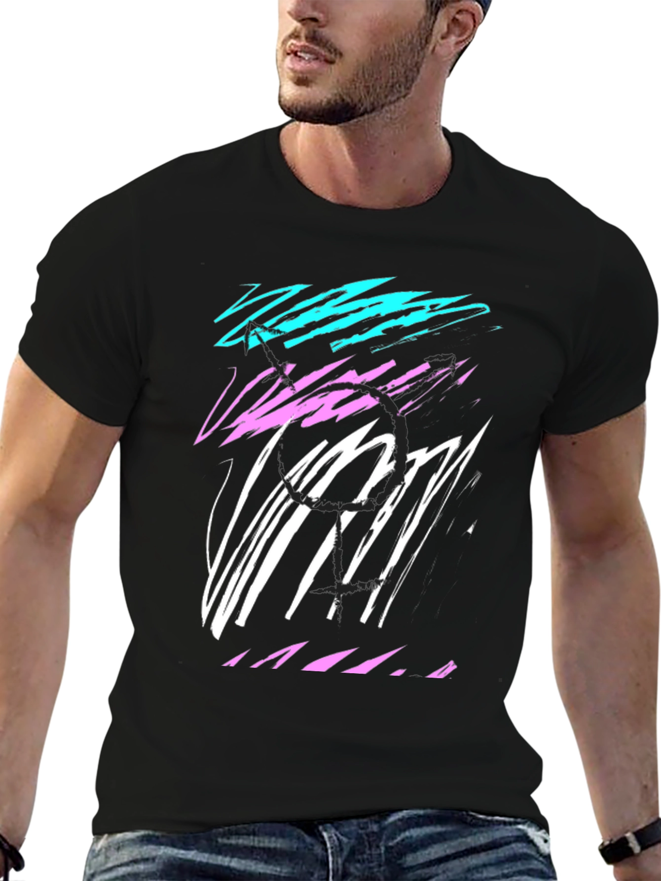 Black Abstract Graphic Tee - Stylish Casual Wear view 6