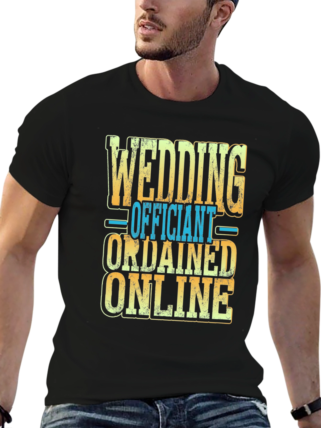 Black Wedding Officiant Ordained Online T-Shirt view 6