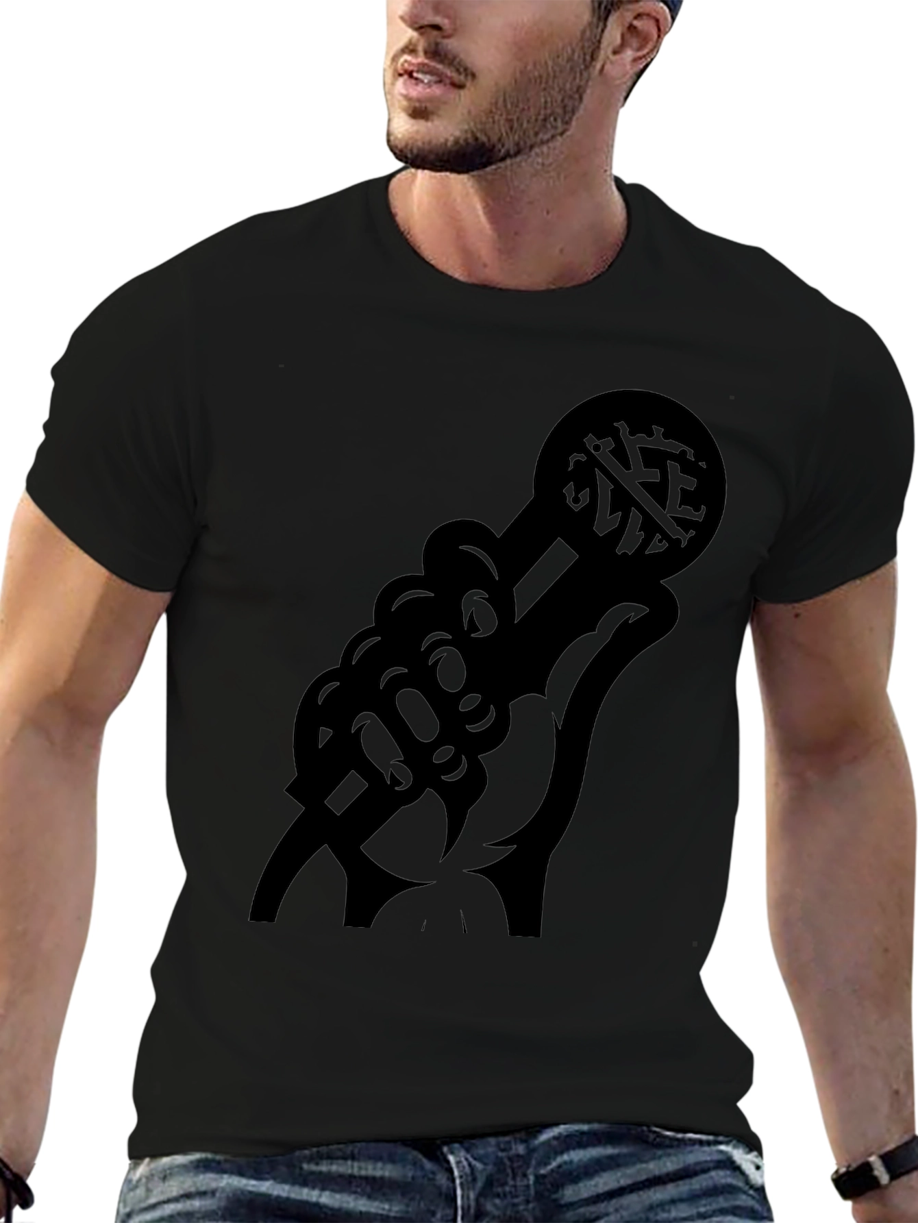 Black Graphic Microphone Hand T-Shirt - Black view 6