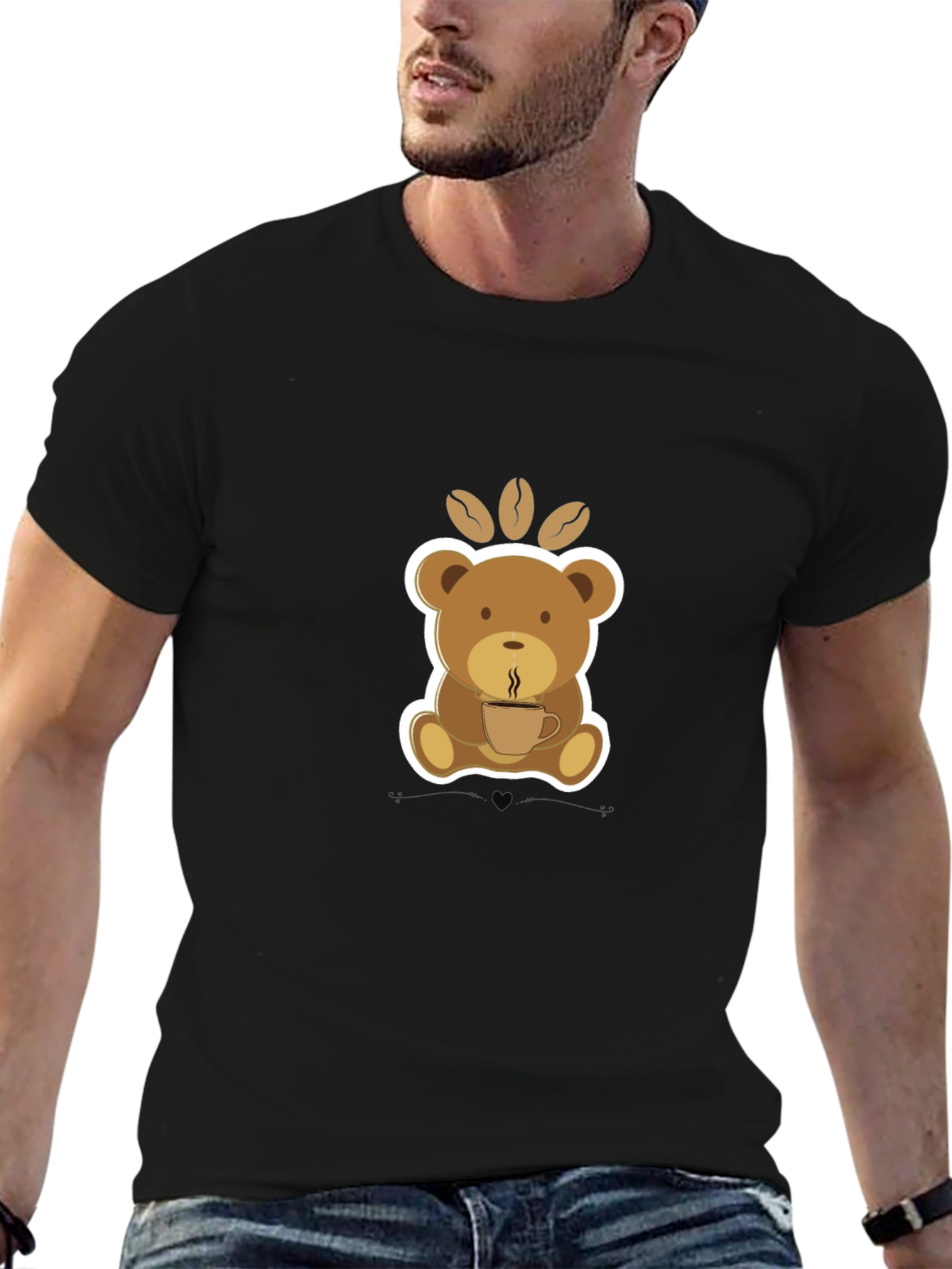 Black Coffee Bear Graphic Tee - Cute Cartoon T-Shirt view 6