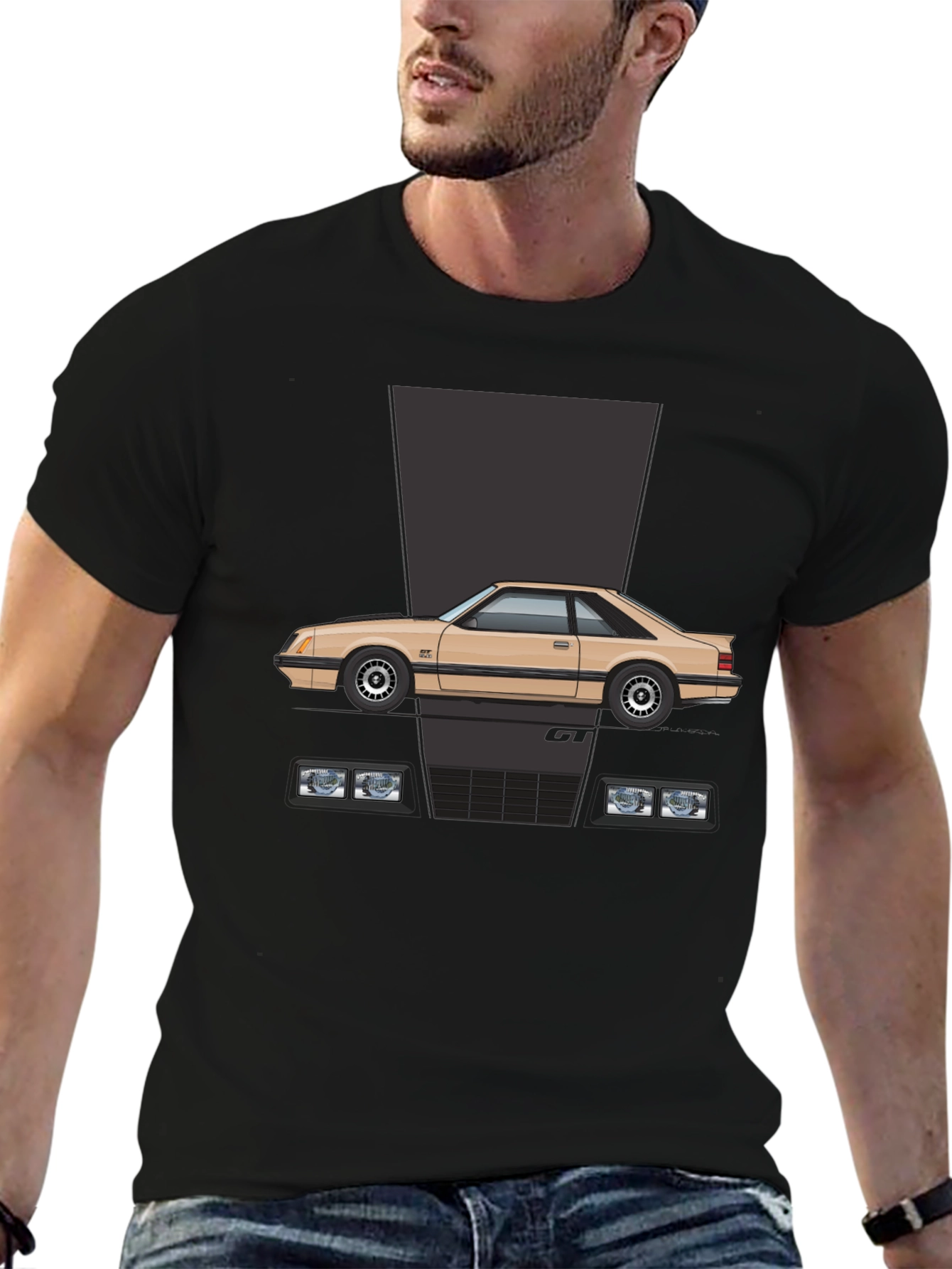 Black Retro 80s Car Graphic Tee - Classic Cool view 6
