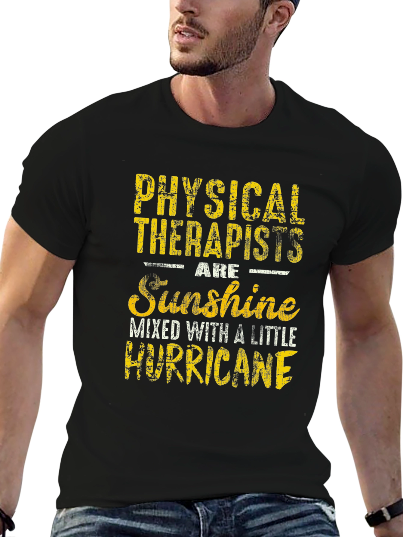 Black Physical Therapist Sunshine Hurricane Graphic T-Shirt view 6