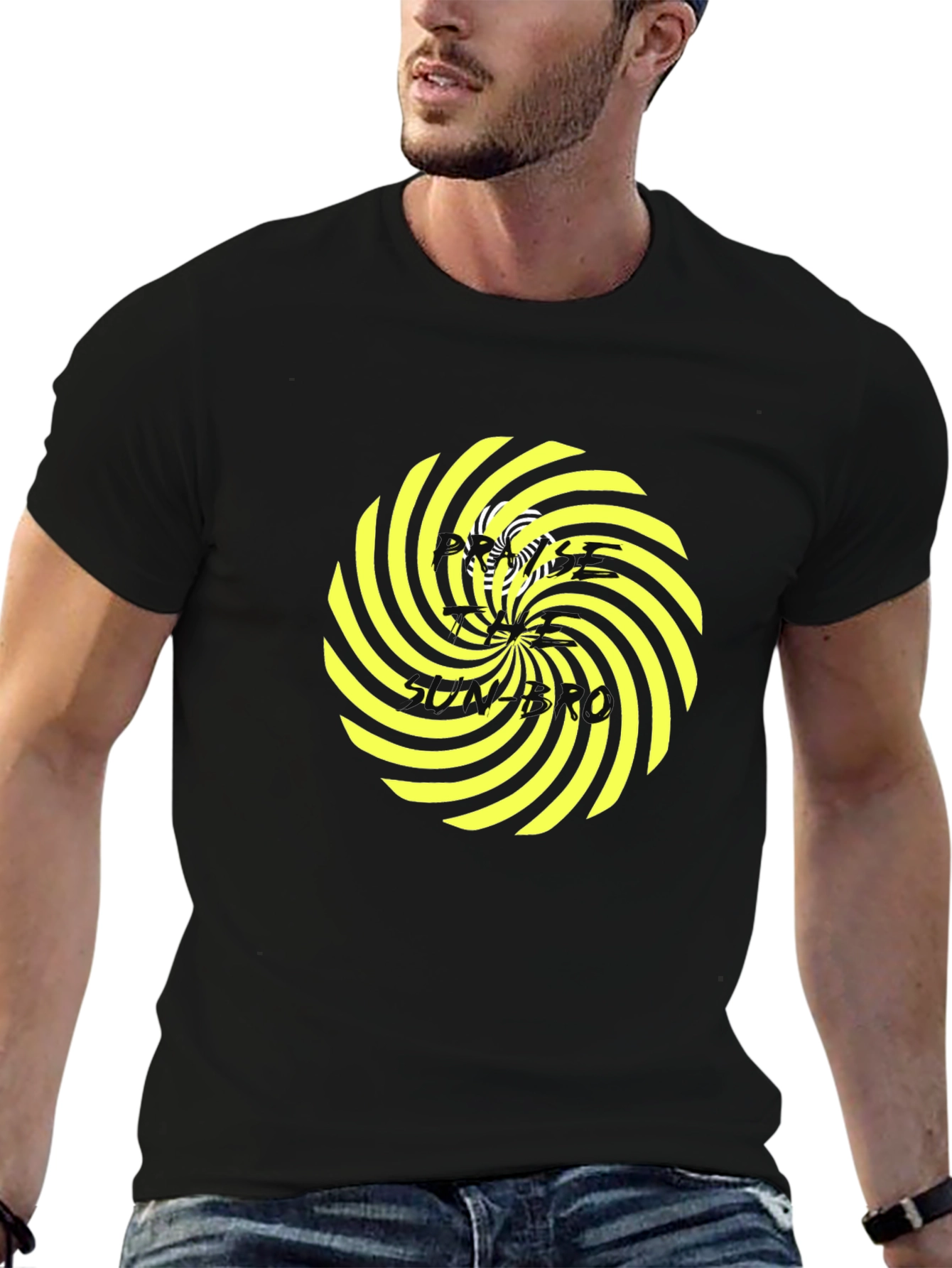 Black Hypnotic Swirl Graphic Tee - Black Cotton Comfort view 6