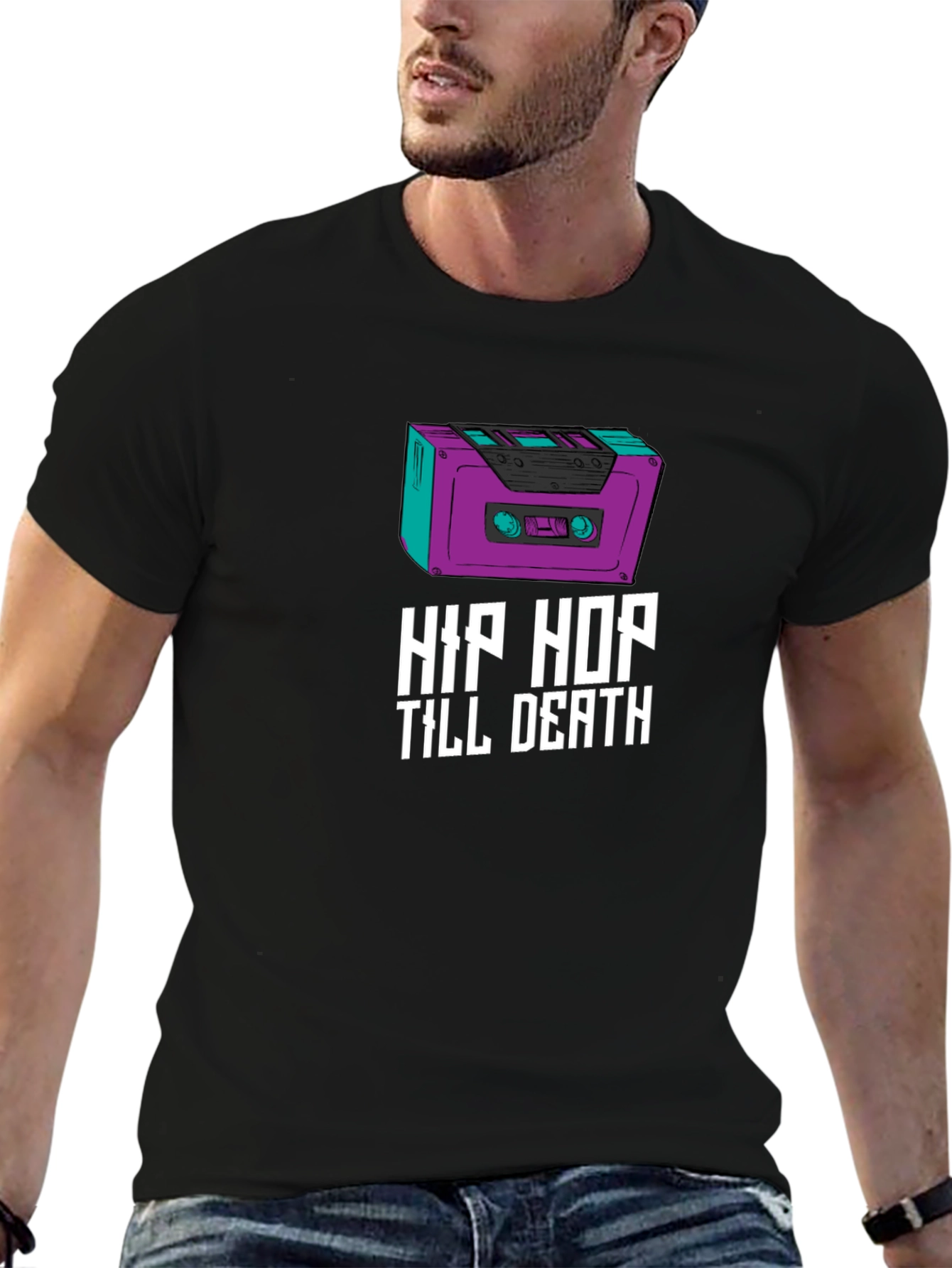 Black Hip Hop Till Death Graphic Tee view 6