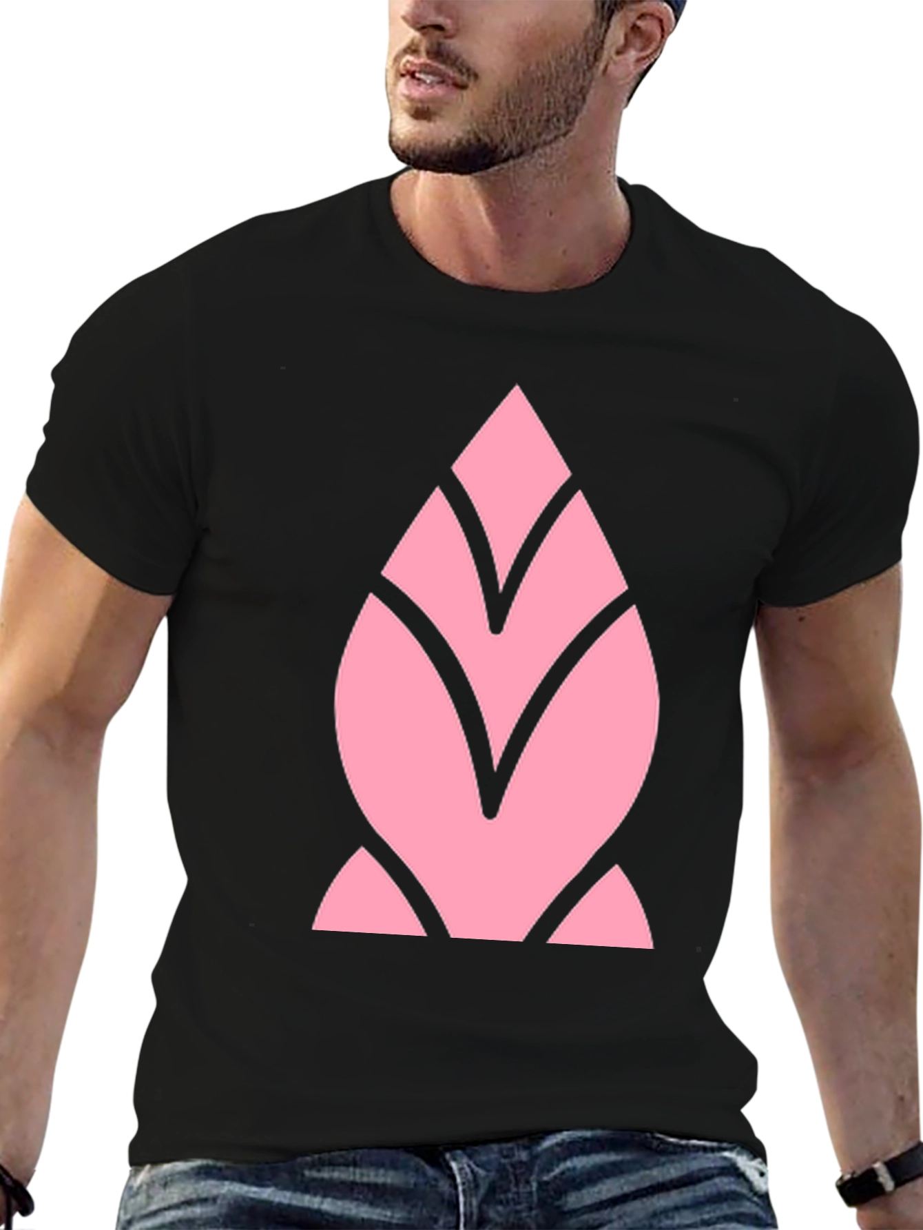 Black Pink Geometric Black T-Shirt view 6