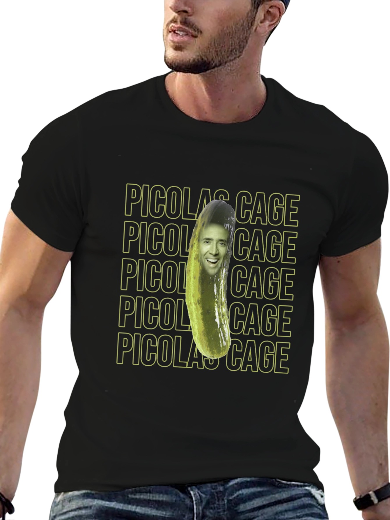 Black Pickle Nicolas Cage Graphic T-Shirt view 6