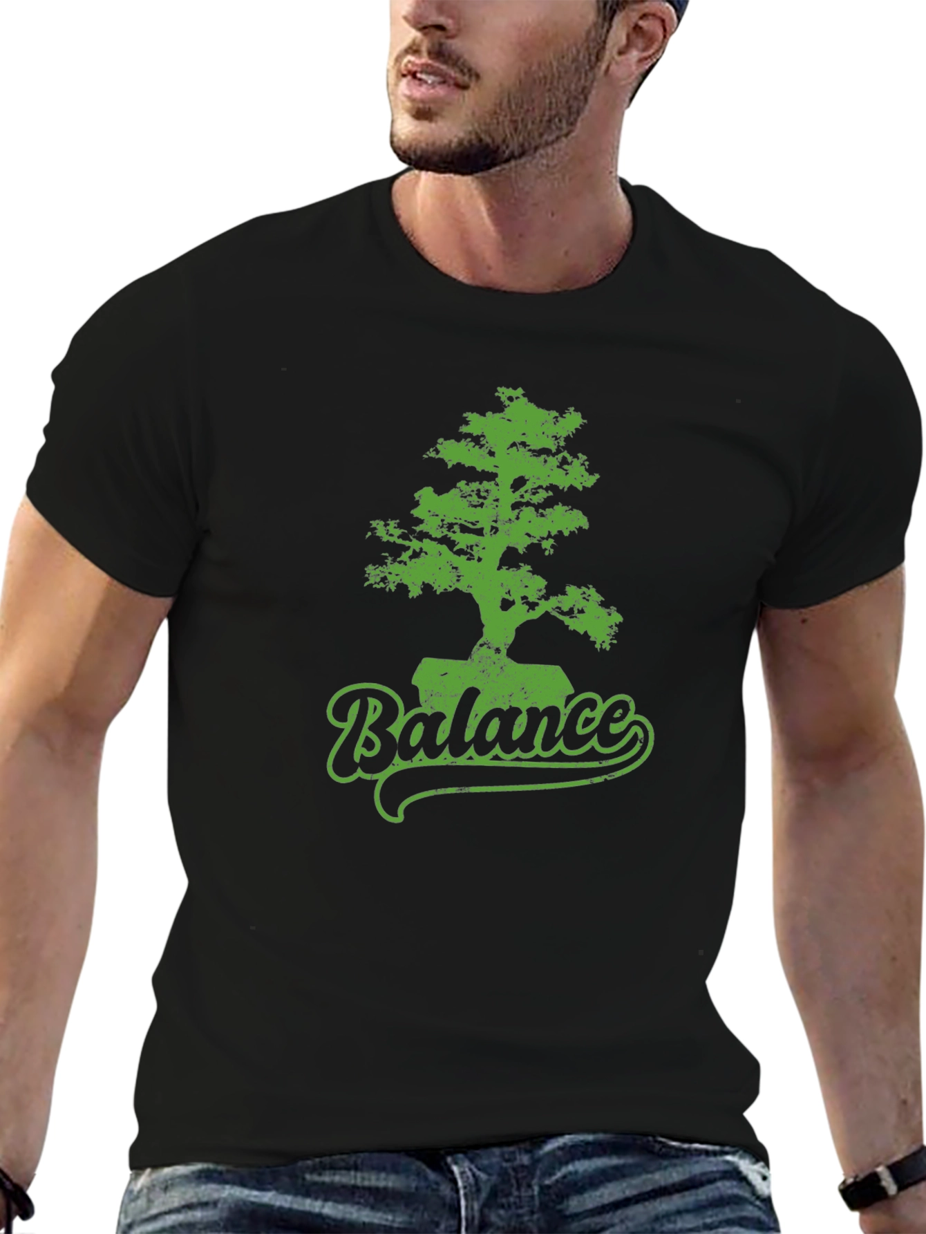 Black Balance Bonsai Tree Graphic Tee - Black view 6