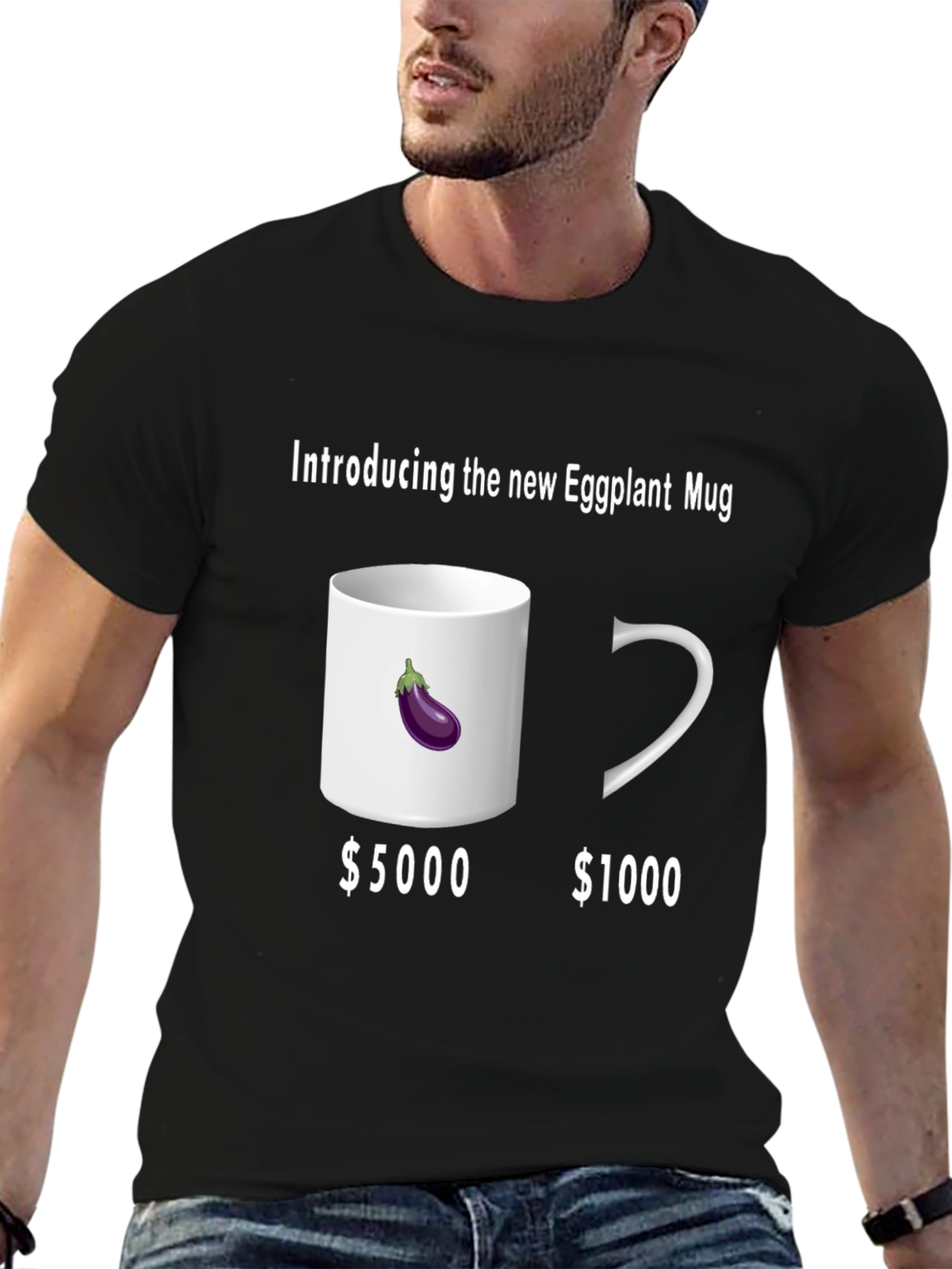 Black Eggplant Mug T-Shirt - Humorous Design view 6
