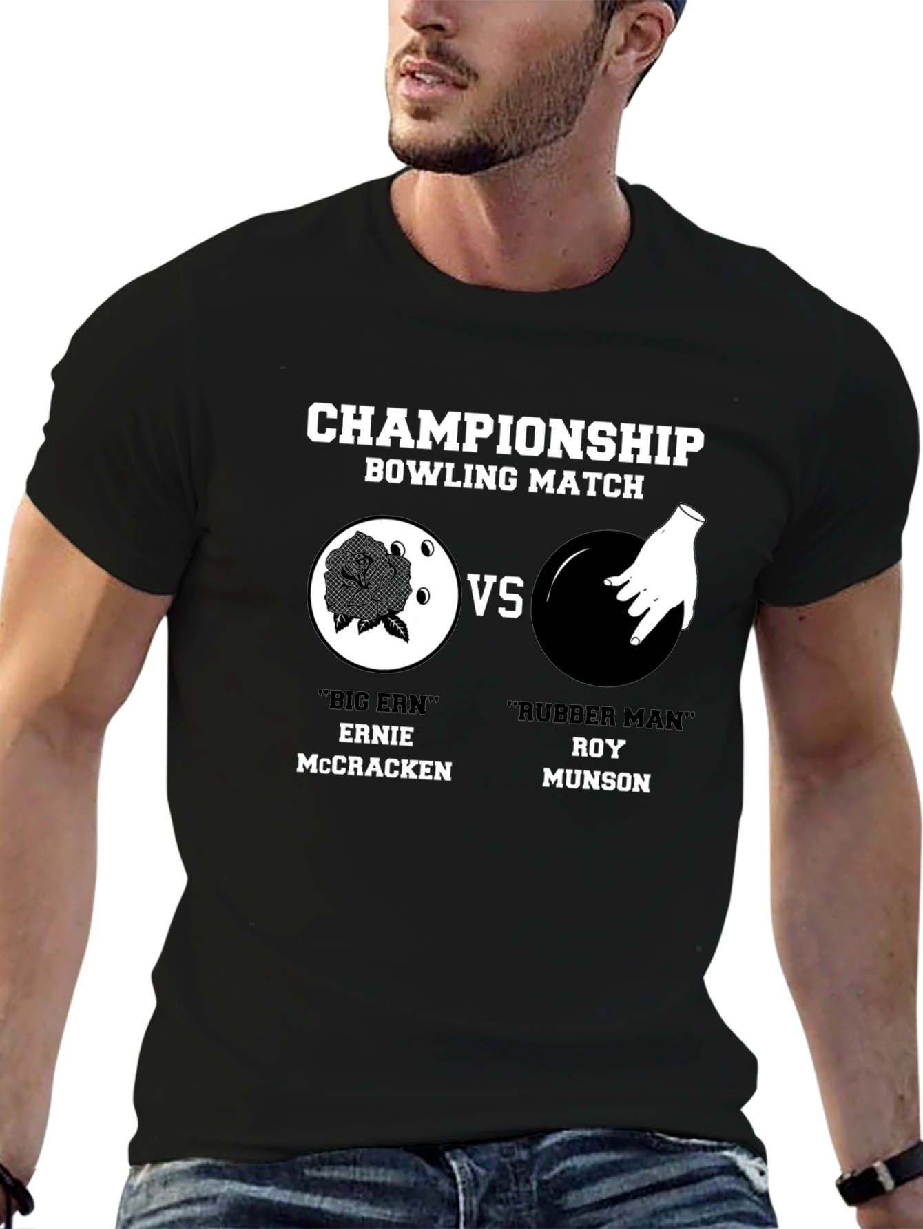 Black Championship Bowling Match T-Shirt view 6