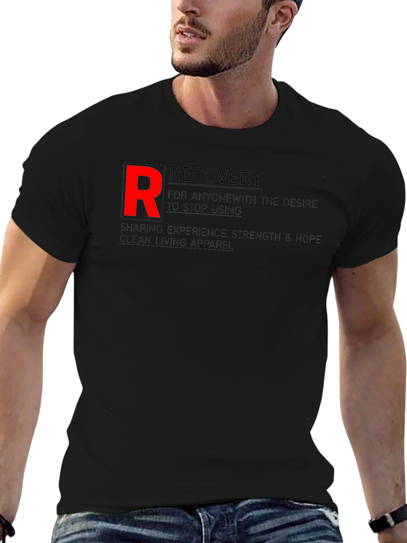 Black Recovery Black T-Shirt - Clean Living Apparel view 6