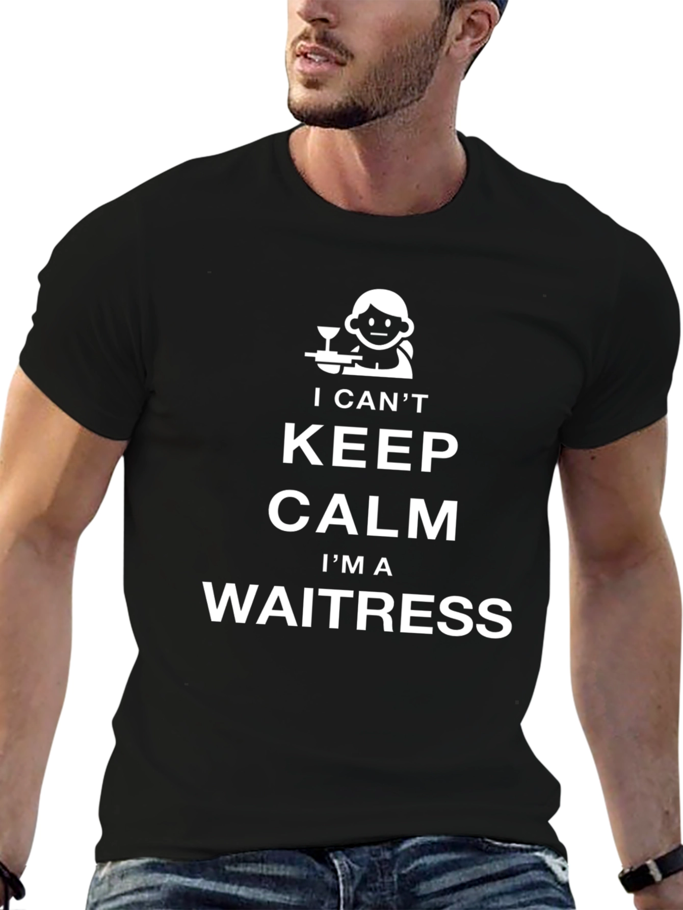 Black Funny Waitress T-Shirt - I Can't Keep Calm view 6