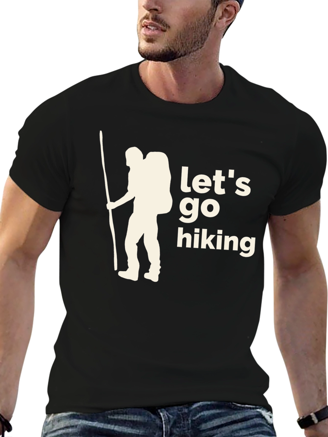 Black Let's Go Hiking Graphic T-Shirt view 6