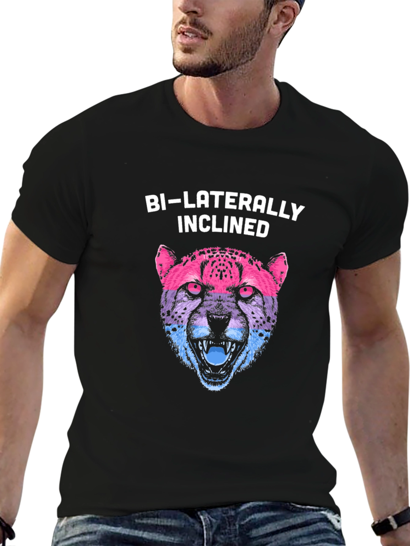 Black Bi-laterally Inclined Cheetah Tee view 6
