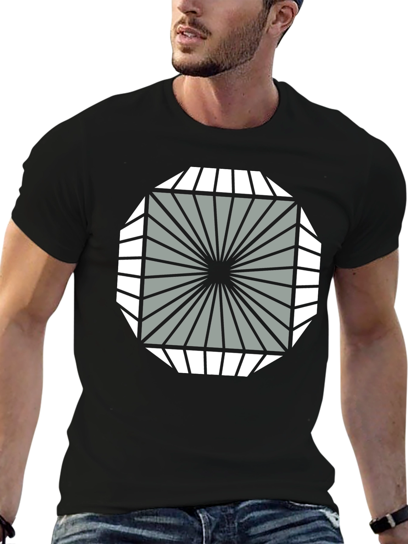 Black Geometric Graphic Tee - Stylish Modern Design view 6