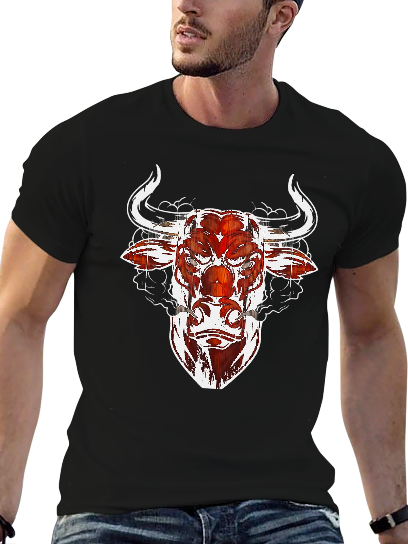 Black Bull Graphic Tee - Black Cotton Blend view 6