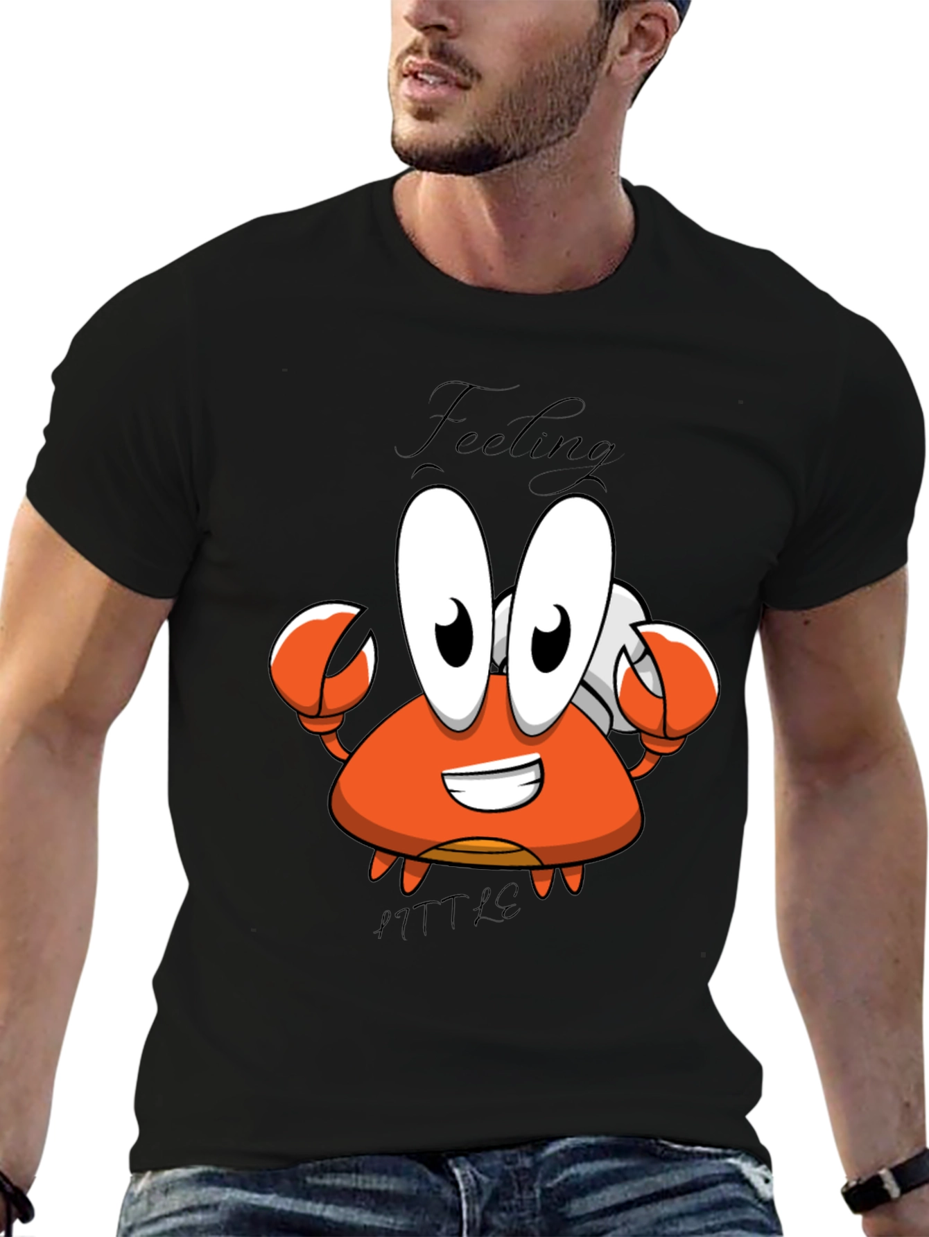 Black Feeling A Little Crabby T-Shirt - Cartoon Crab Tee view 6