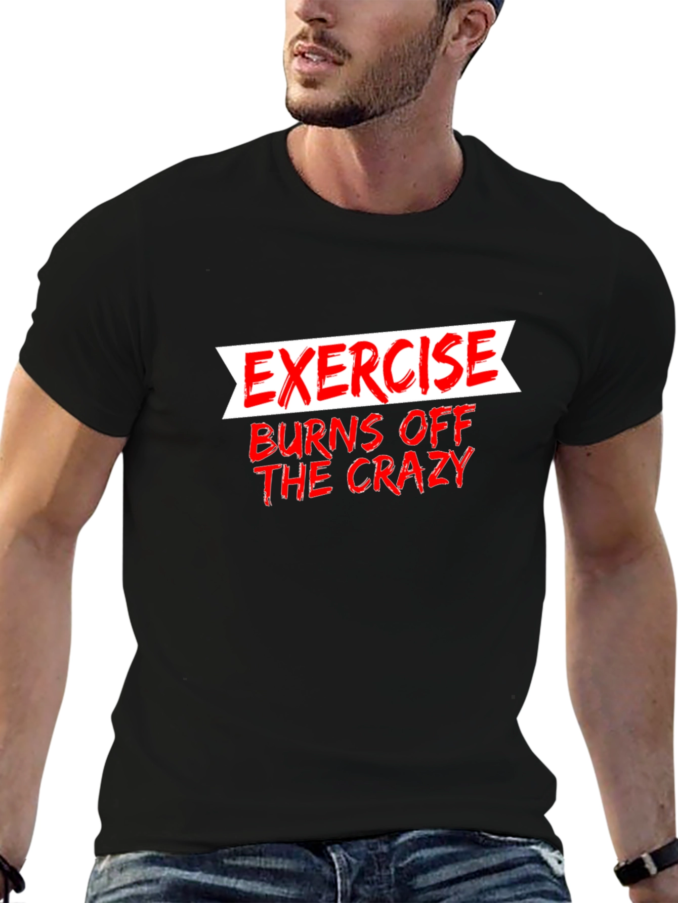Black Exercise Burns Off The Crazy Graphic Tee view 6