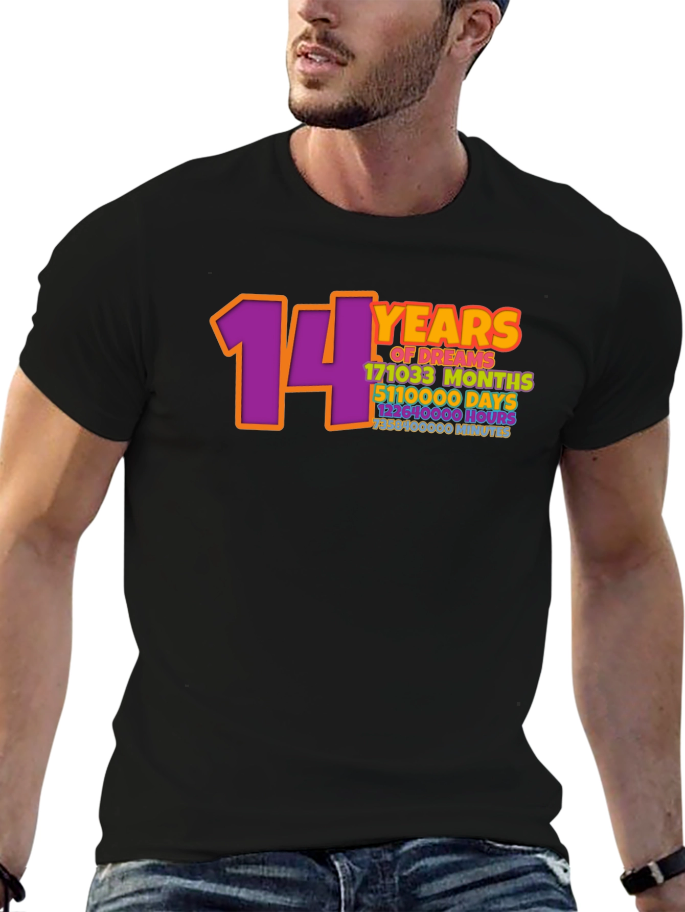 Black 14 Years of Dreams Graphic T-Shirt view 6