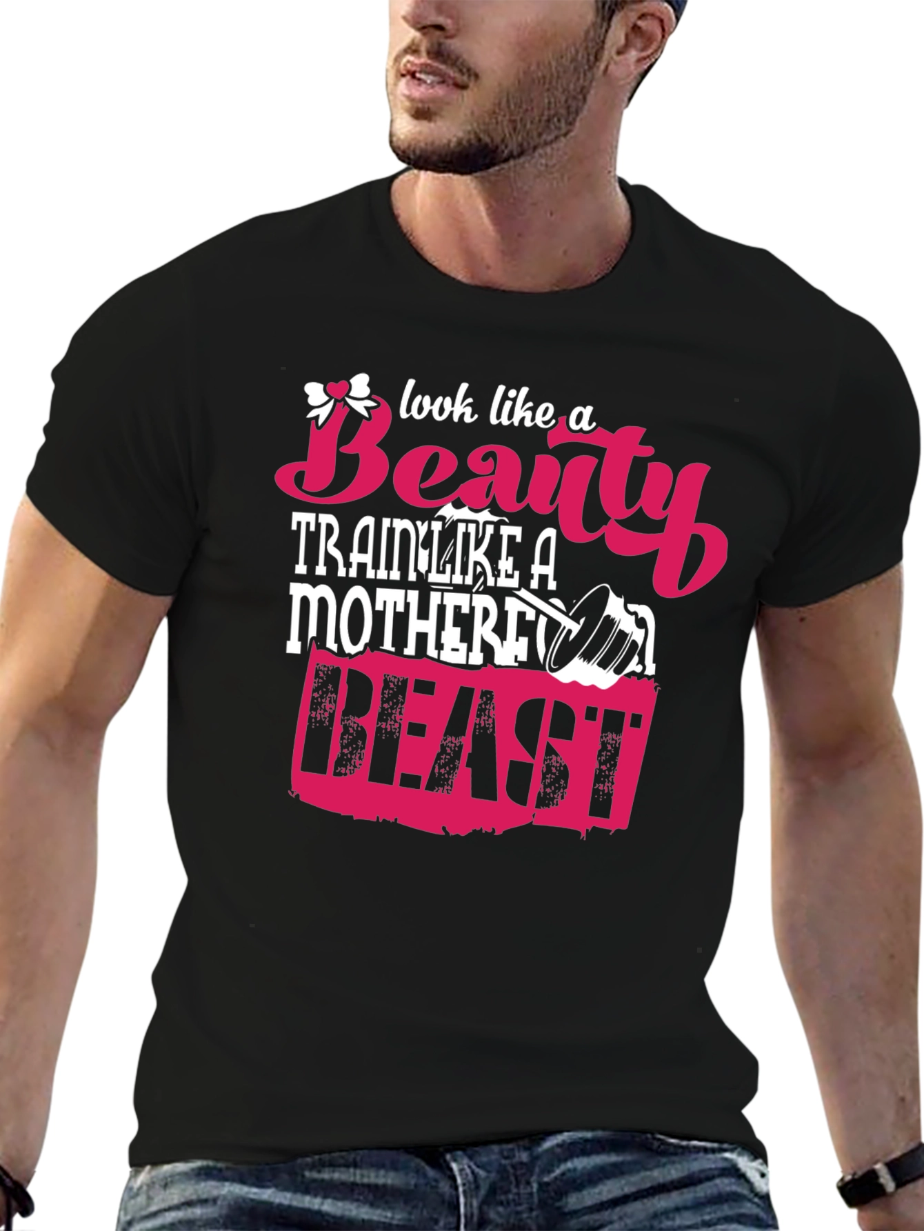 Black Look Like A Beauty Train Like A Beast T-Shirt view 6