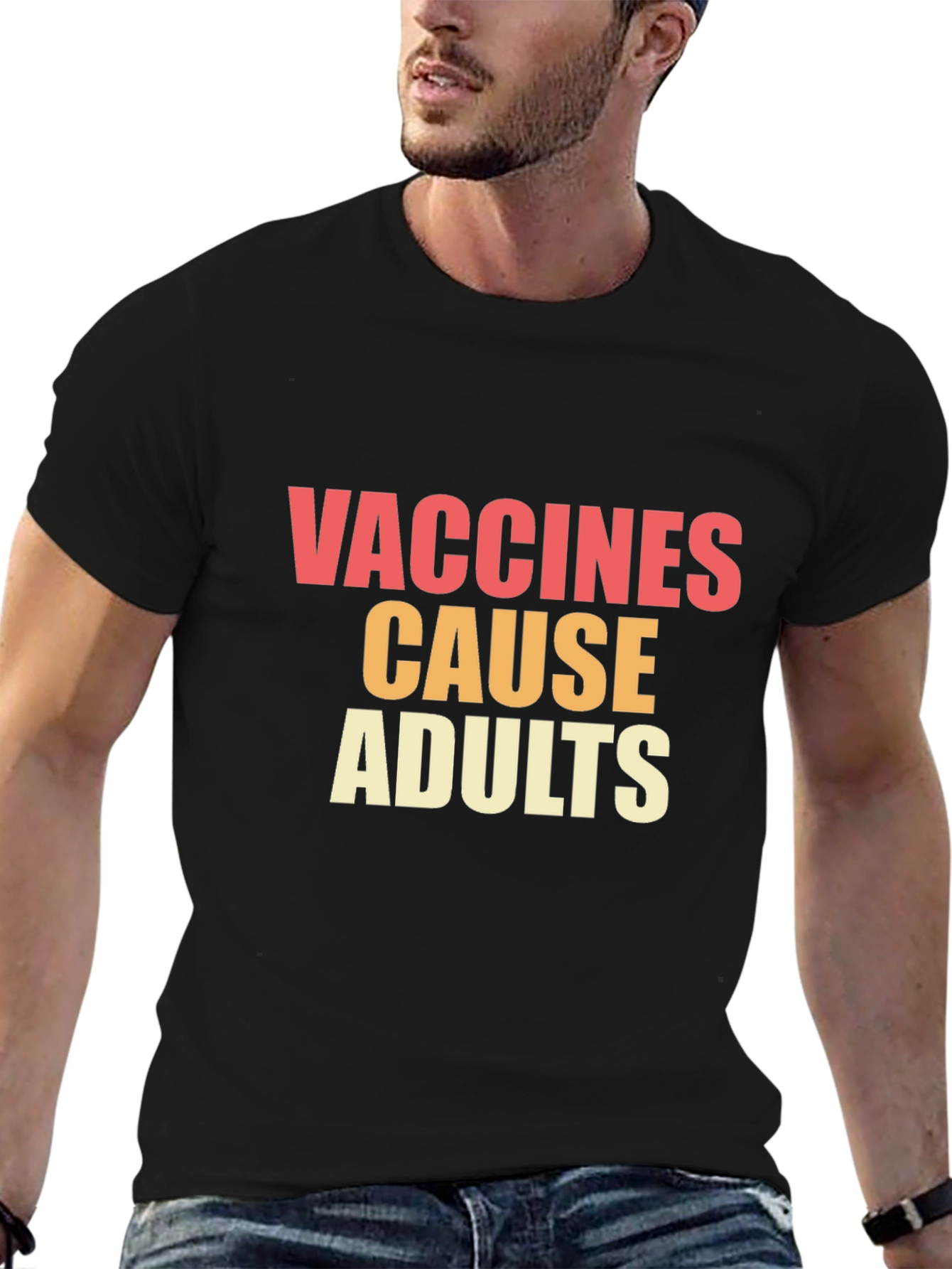 Black Vaccines Cause Adults Graphic Tee view 6