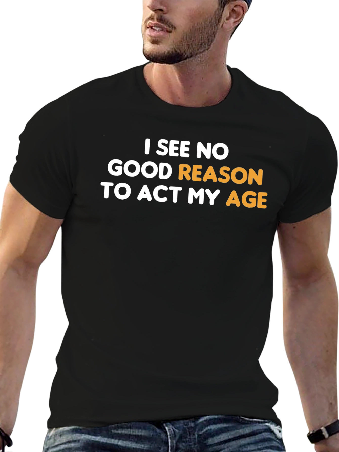 Black Humorous 'Act My Age' Graphic Tee - Black view 6