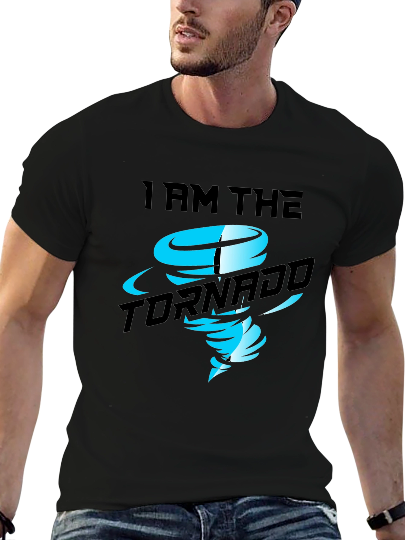 Black I am the Tornado Graphic Print Black T-Shirt view 6